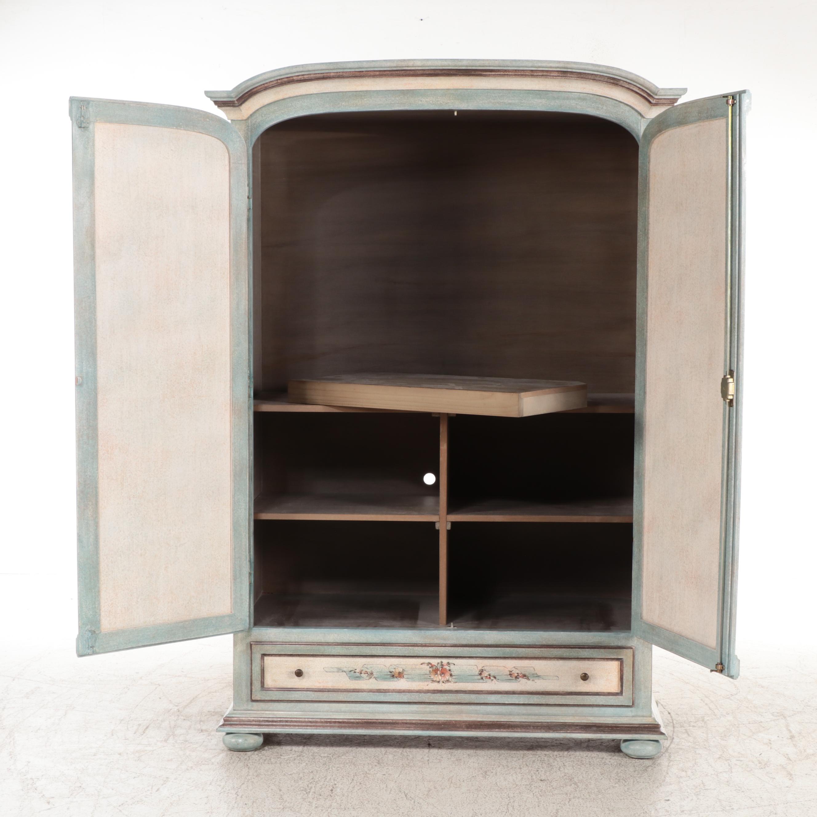 Decorative Crafts Inc. Italian Paint-Decorated TV Armoire