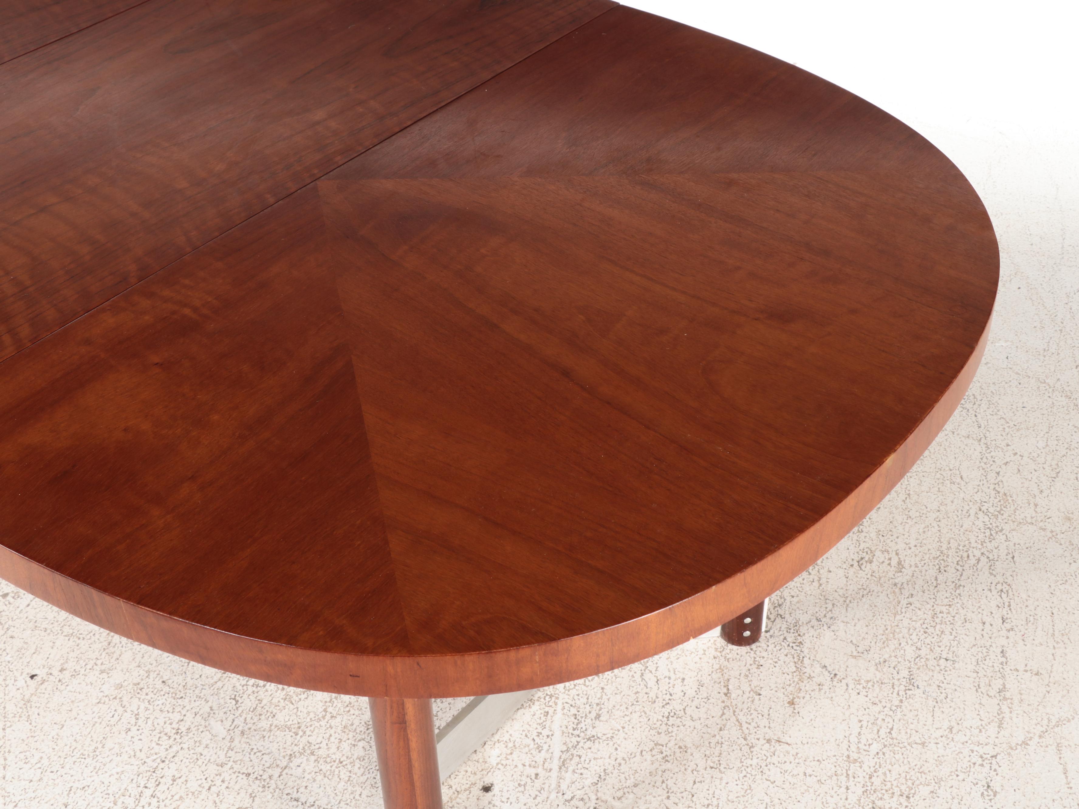 Assembled Five-Piece Modernist Walnut, Aluminum, and Brushed Steel Dining Set