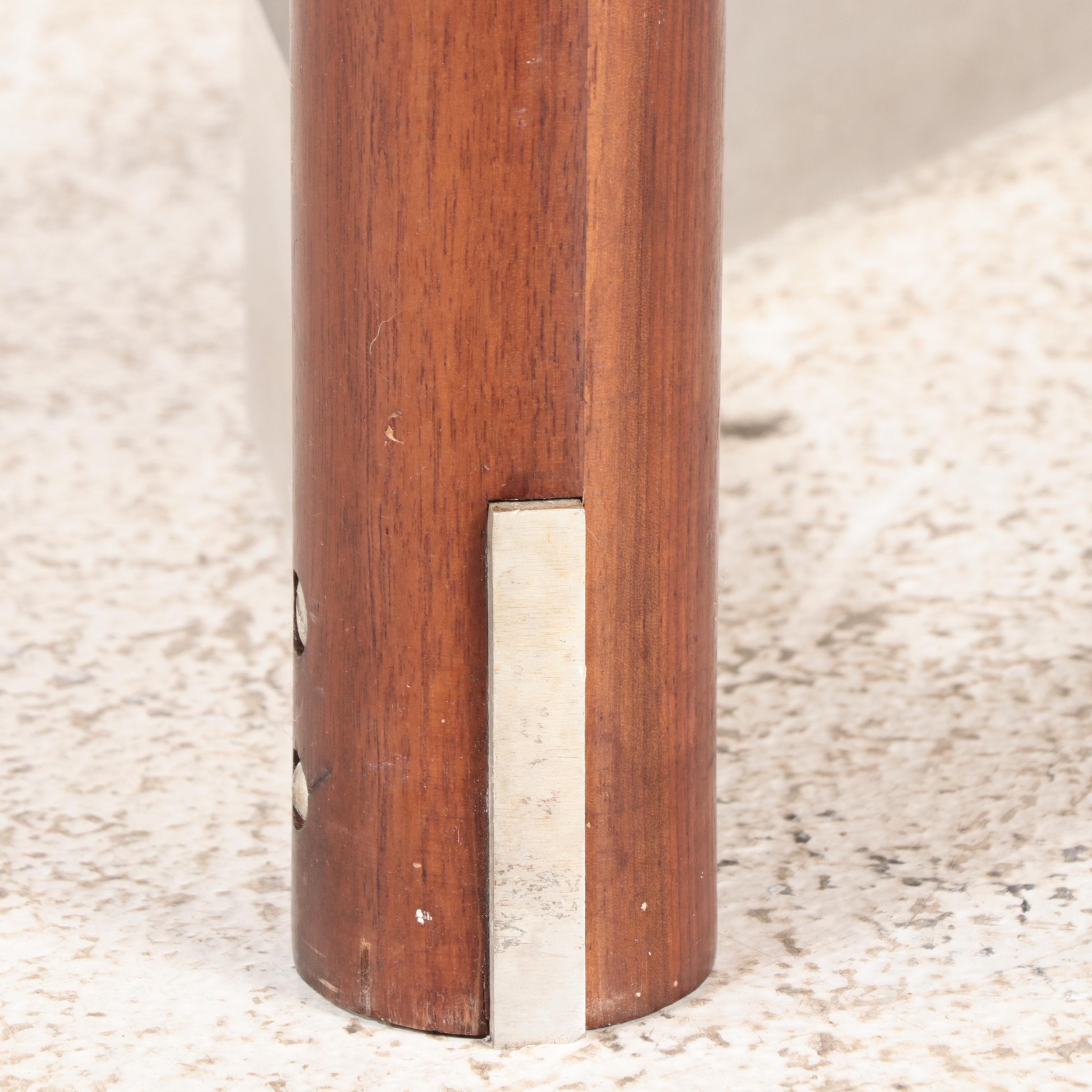 Assembled Five-Piece Modernist Walnut, Aluminum, and Brushed Steel Dining Set