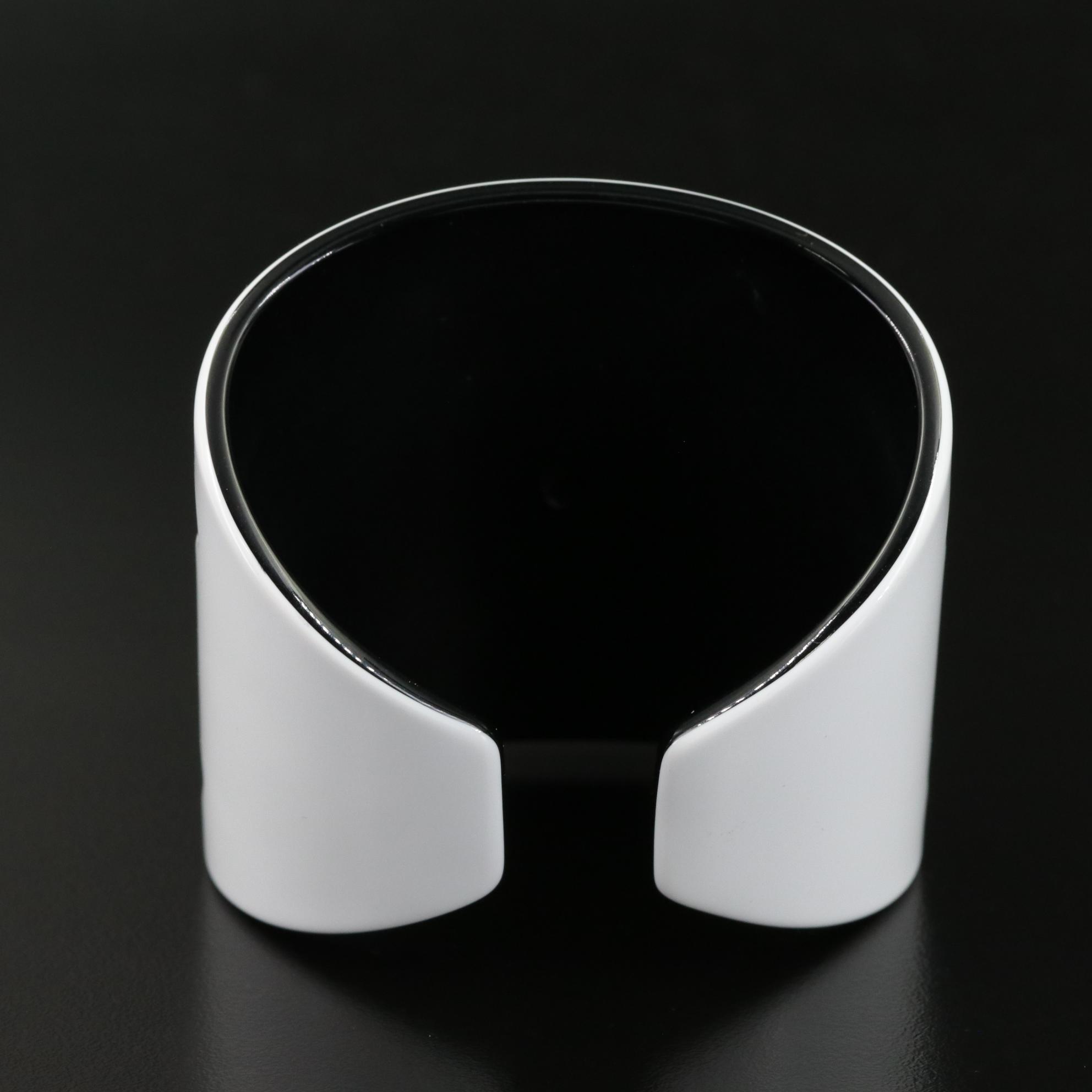 Chanel CC Logo Black and White Resin Cuff