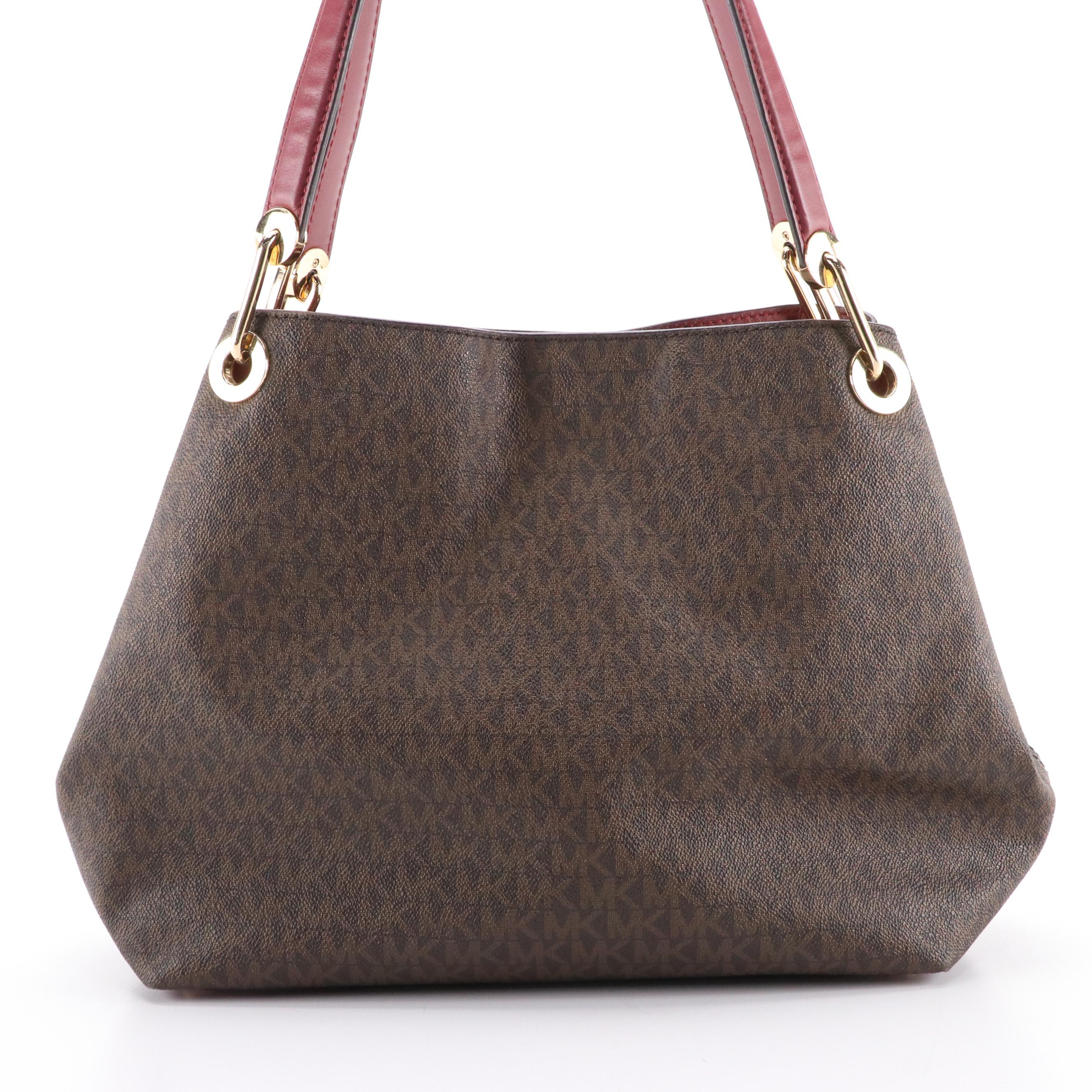 Michael Kors Raven Shoulder Bag in Monogram Canvas and Leather