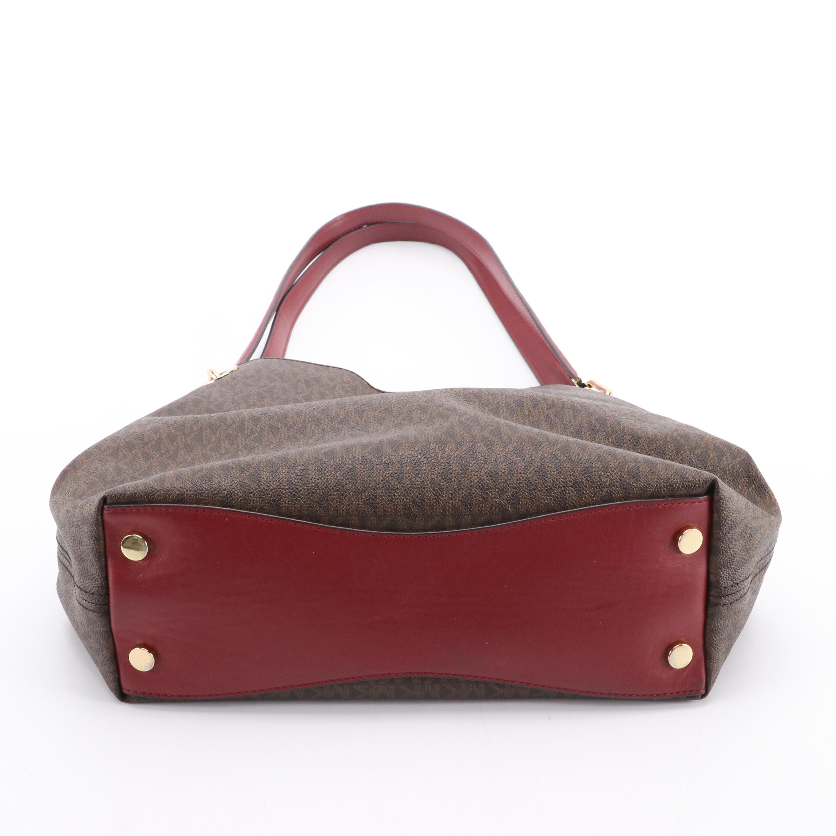 Michael Kors Raven Shoulder Bag in Monogram Canvas and Leather