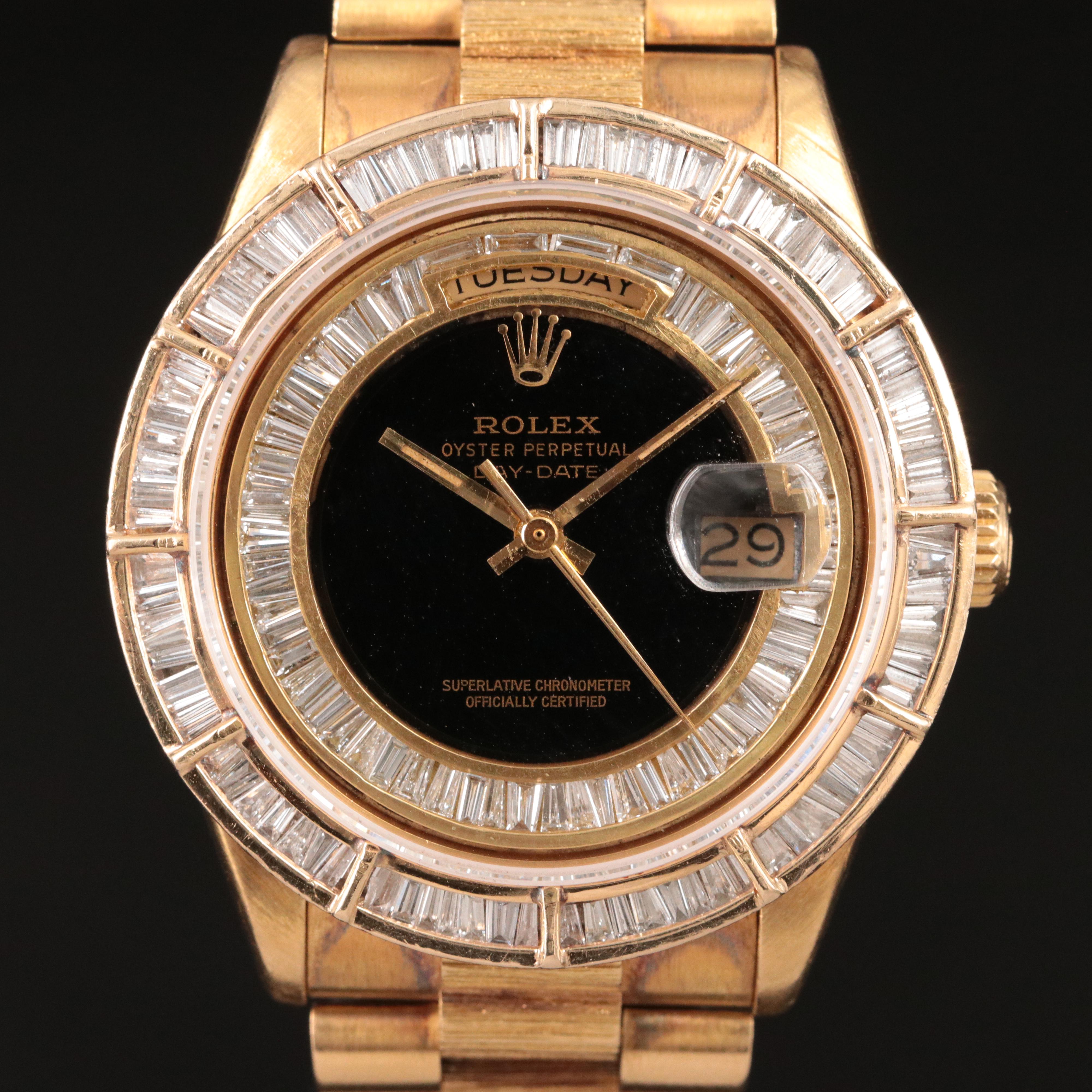 1983 Rolex Day-Date 18038 Custom 3.82 CTW Diamond Watch