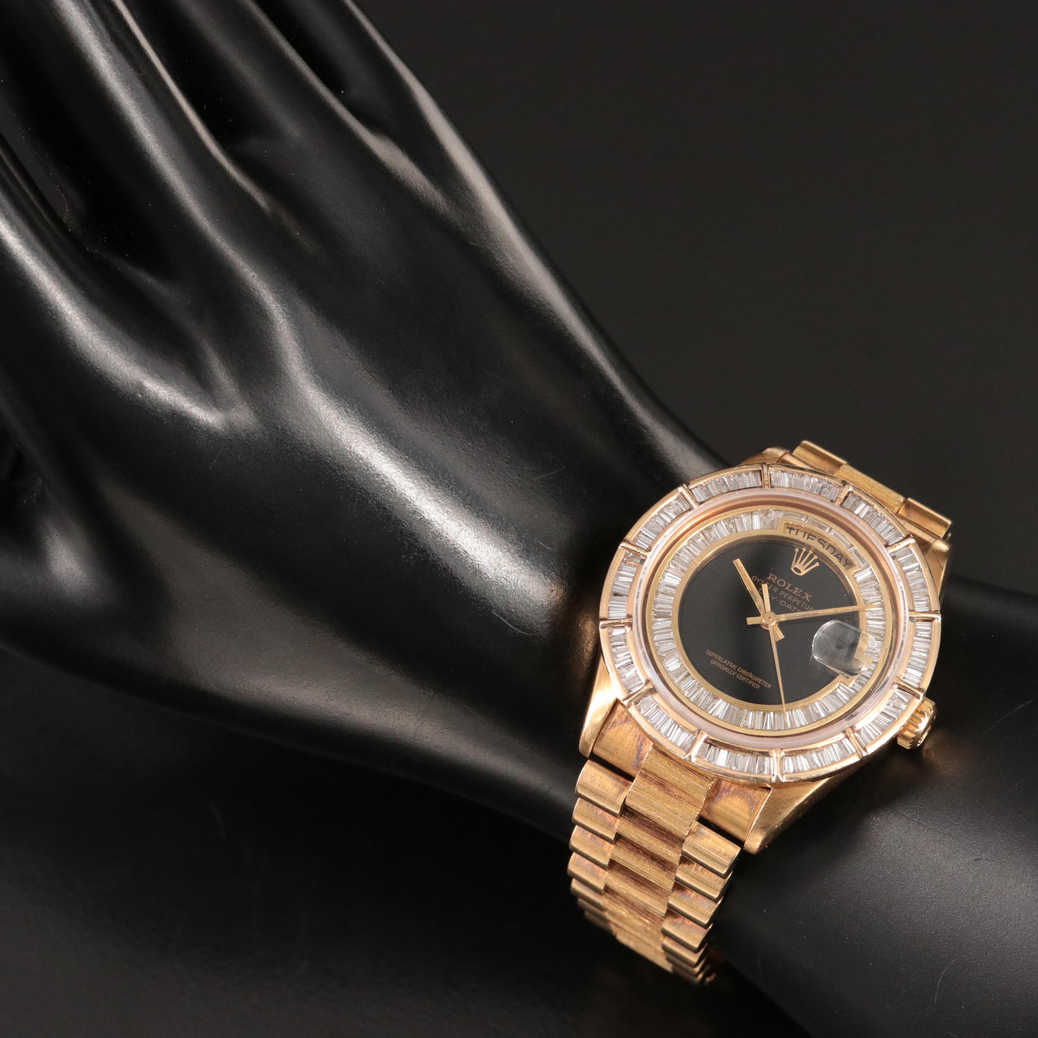 1983 Rolex Day-Date 18038 Custom 3.82 CTW Diamond Watch