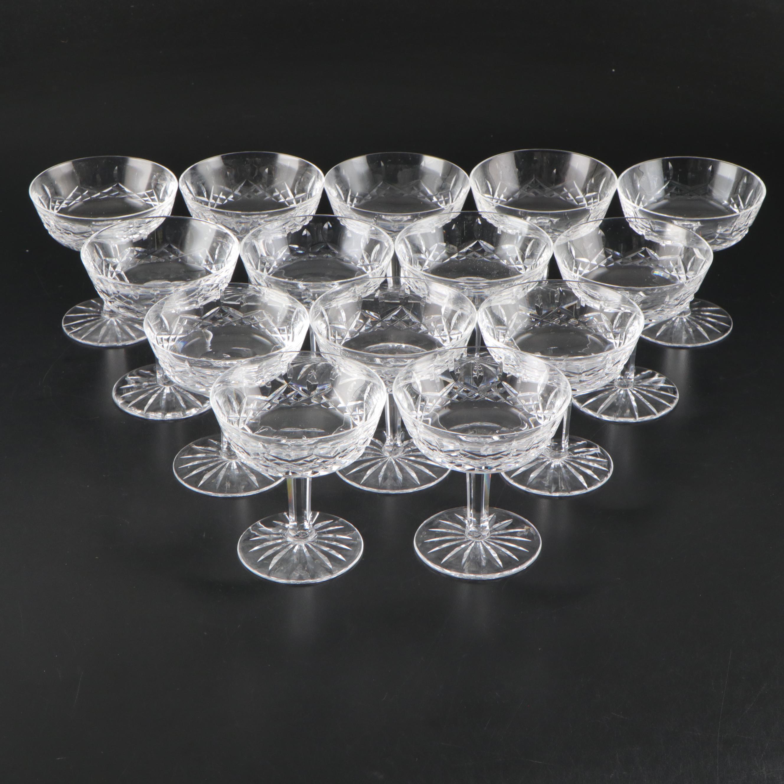 Waterford Crystal "Lismore" Champagne Coupes, Mid to Late 20th Century