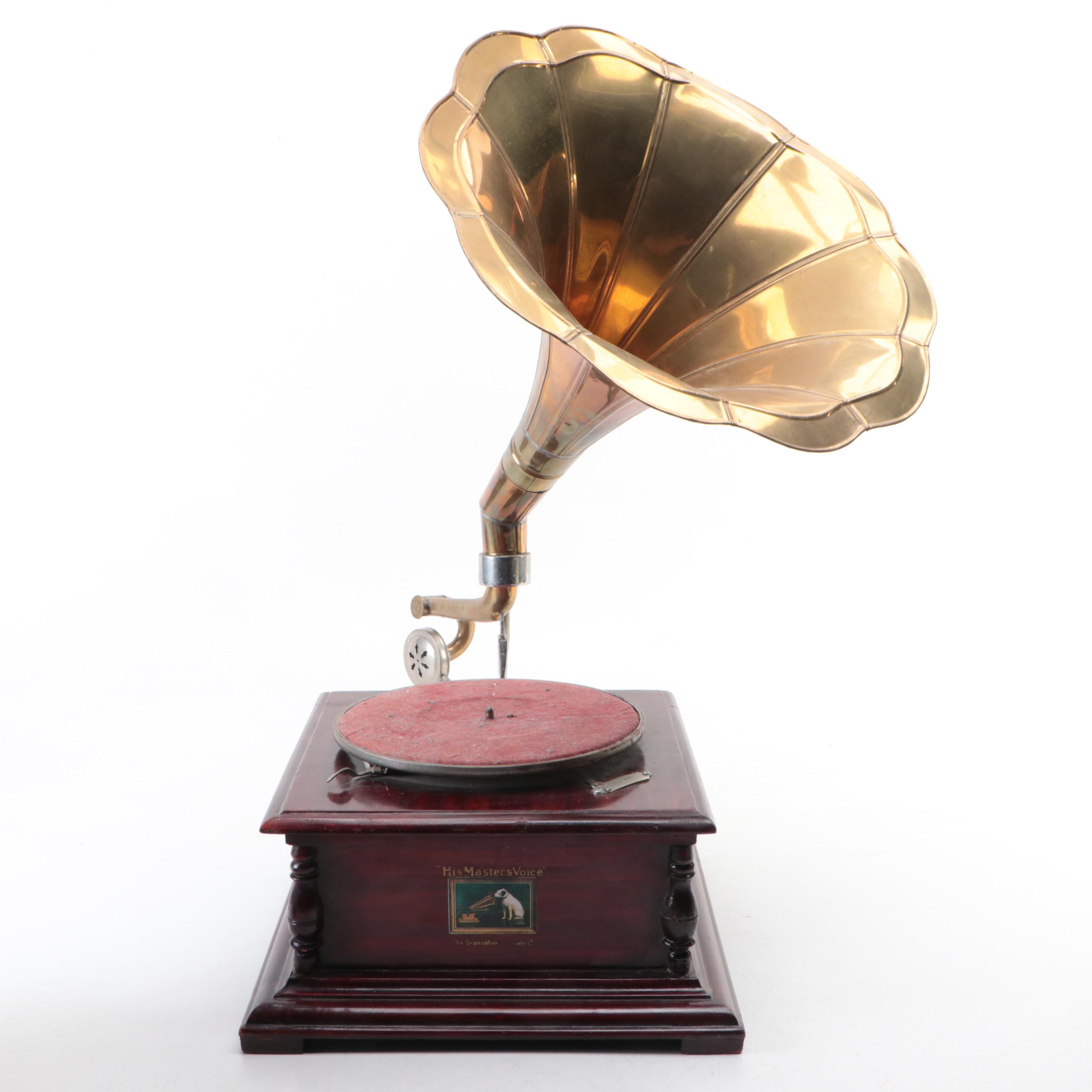 The Gramophone Co. "His Master's Voice" Gramophone with Plaster "Nipper" Statue