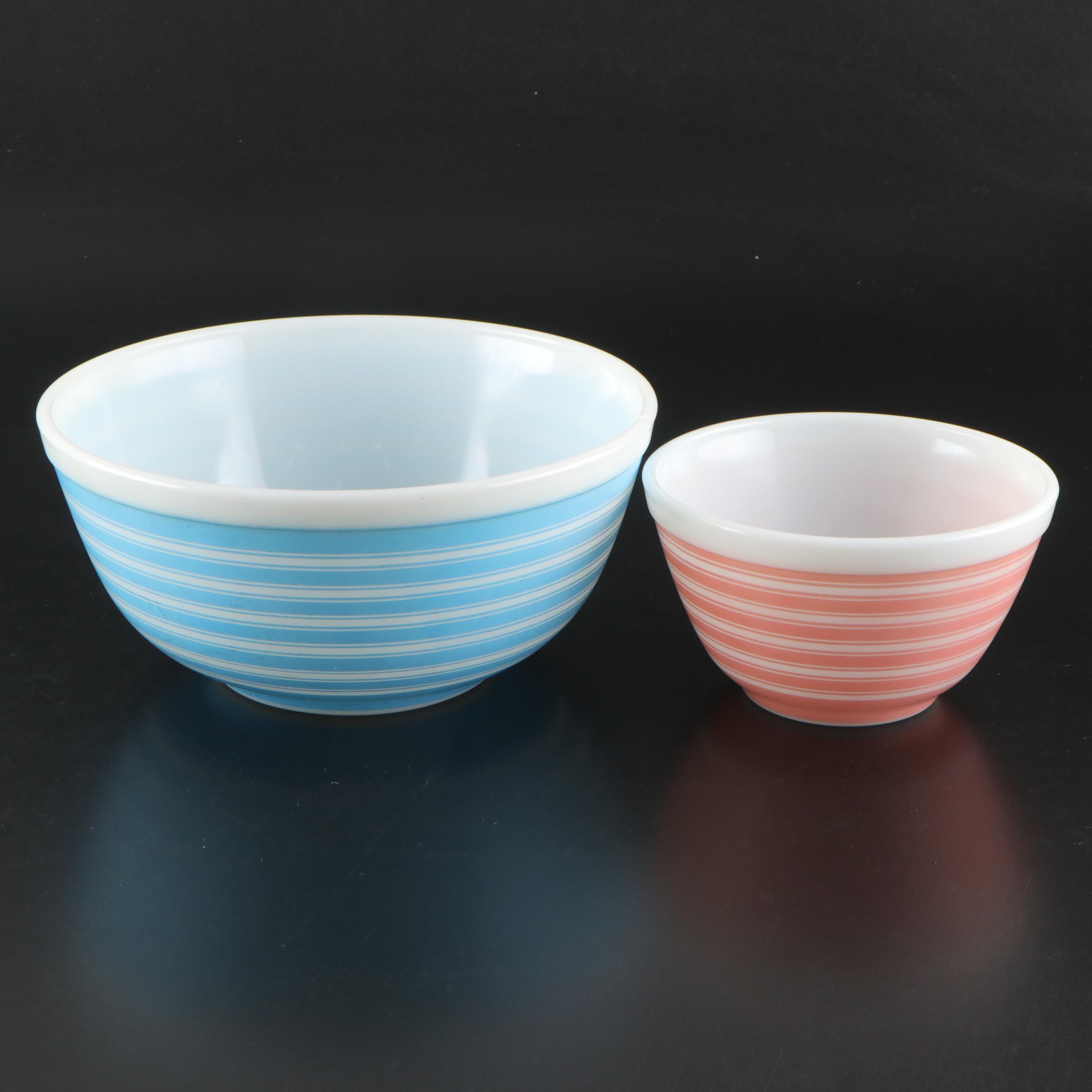 Pyrex "Gooseberry Pink," "Rainbow Stripes Blue," and More Glass Mixing Bowls