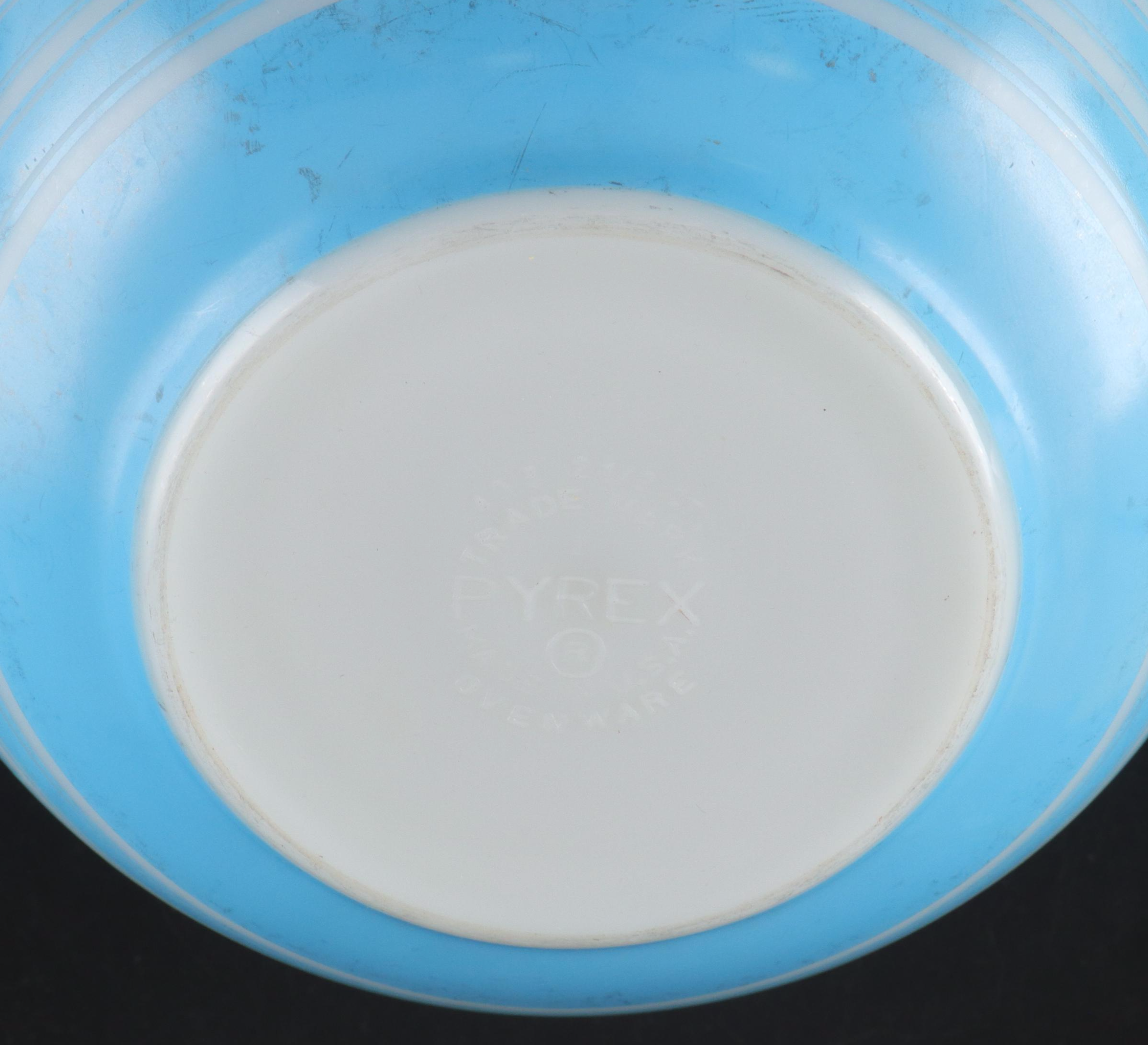 Pyrex "Gooseberry Pink," "Rainbow Stripes Blue," and More Glass Mixing Bowls