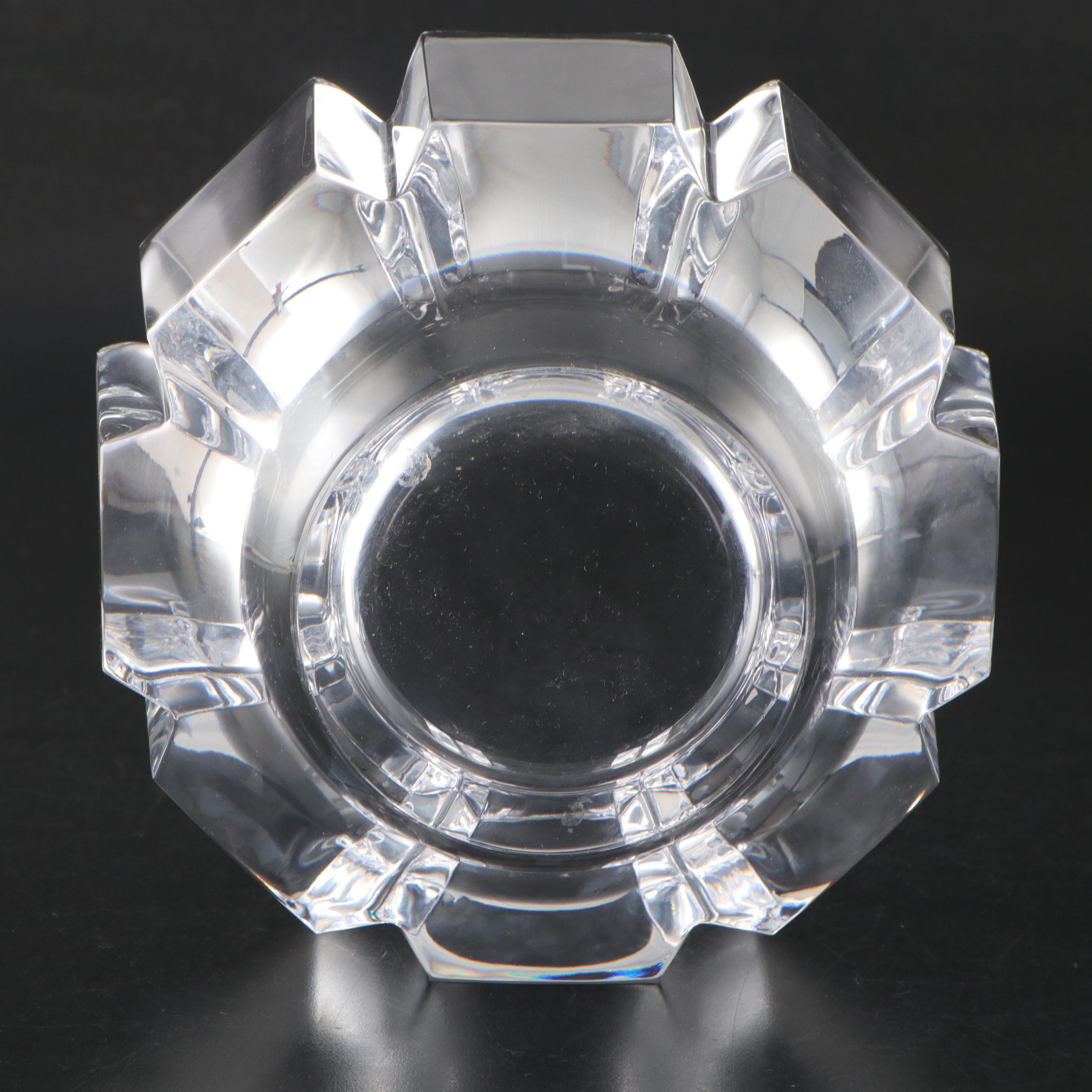 Orrefors "Belle" Crystal Vase with "Corona" Bowl and Etched Birds Vase