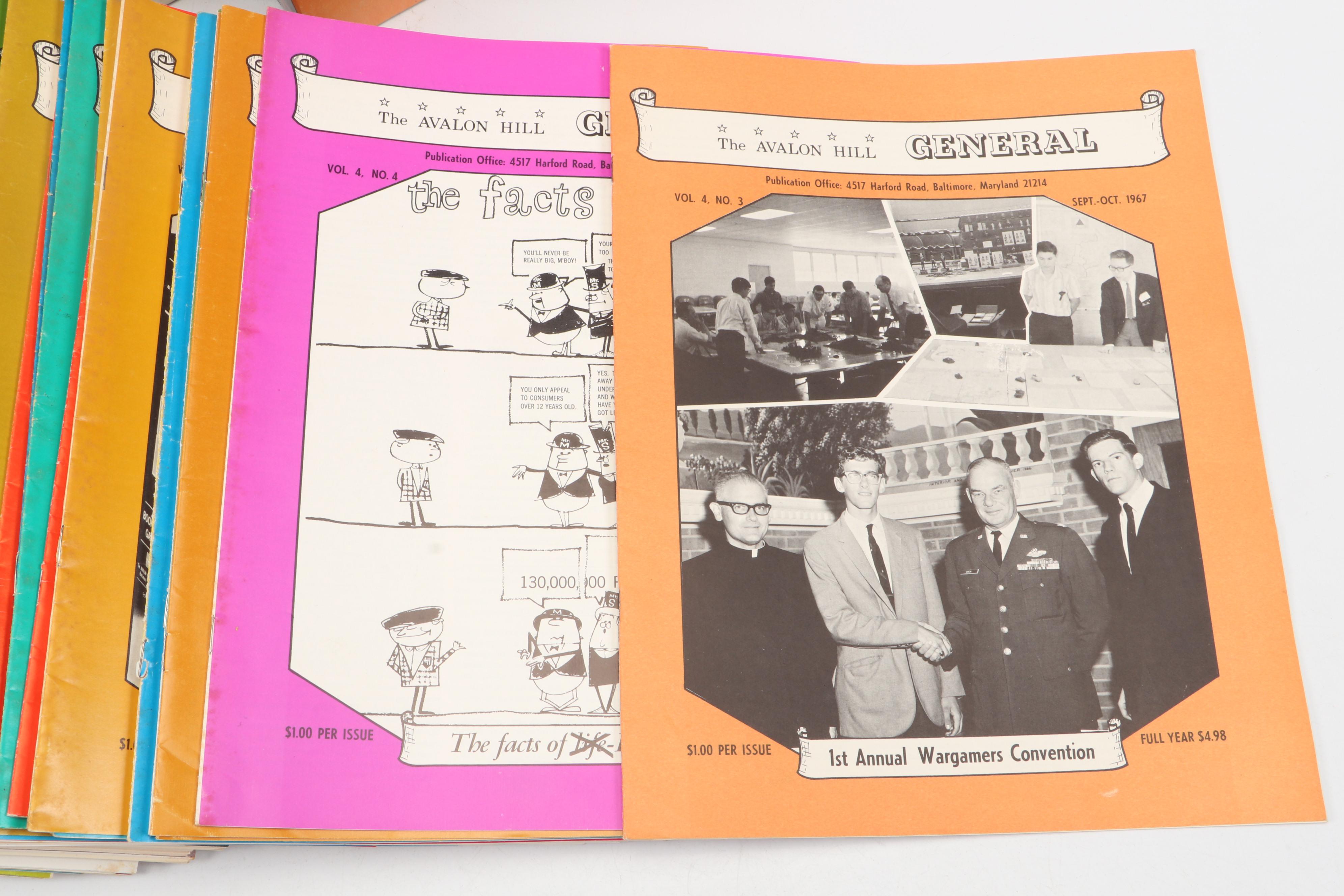 Avalon Hill WWII Bookcase Games with "The General" Magazines, 1960s and 1970s