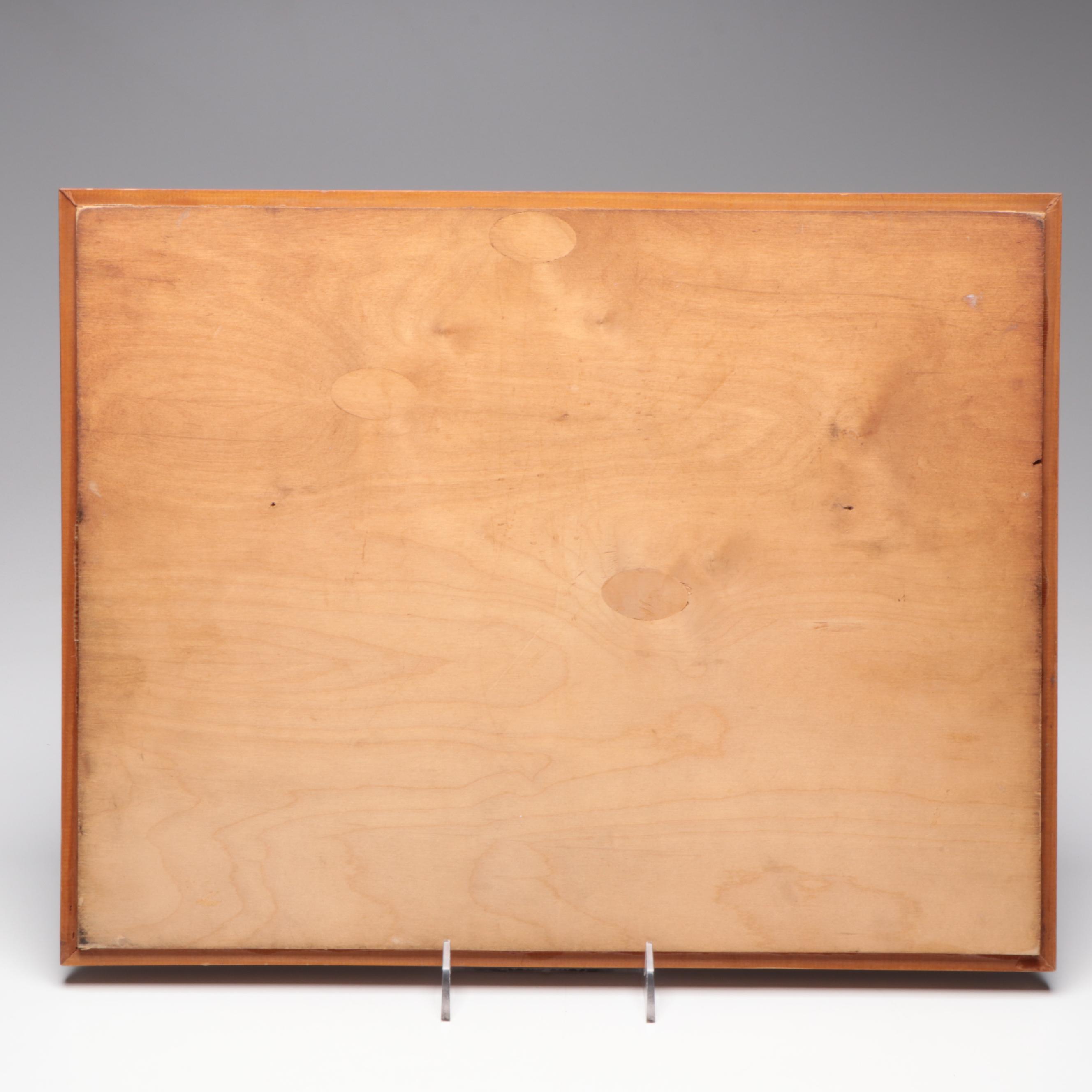 Wood Intarsia Landscape Artwork, Tortoise Glass Vase, Glass Candle Hurricane