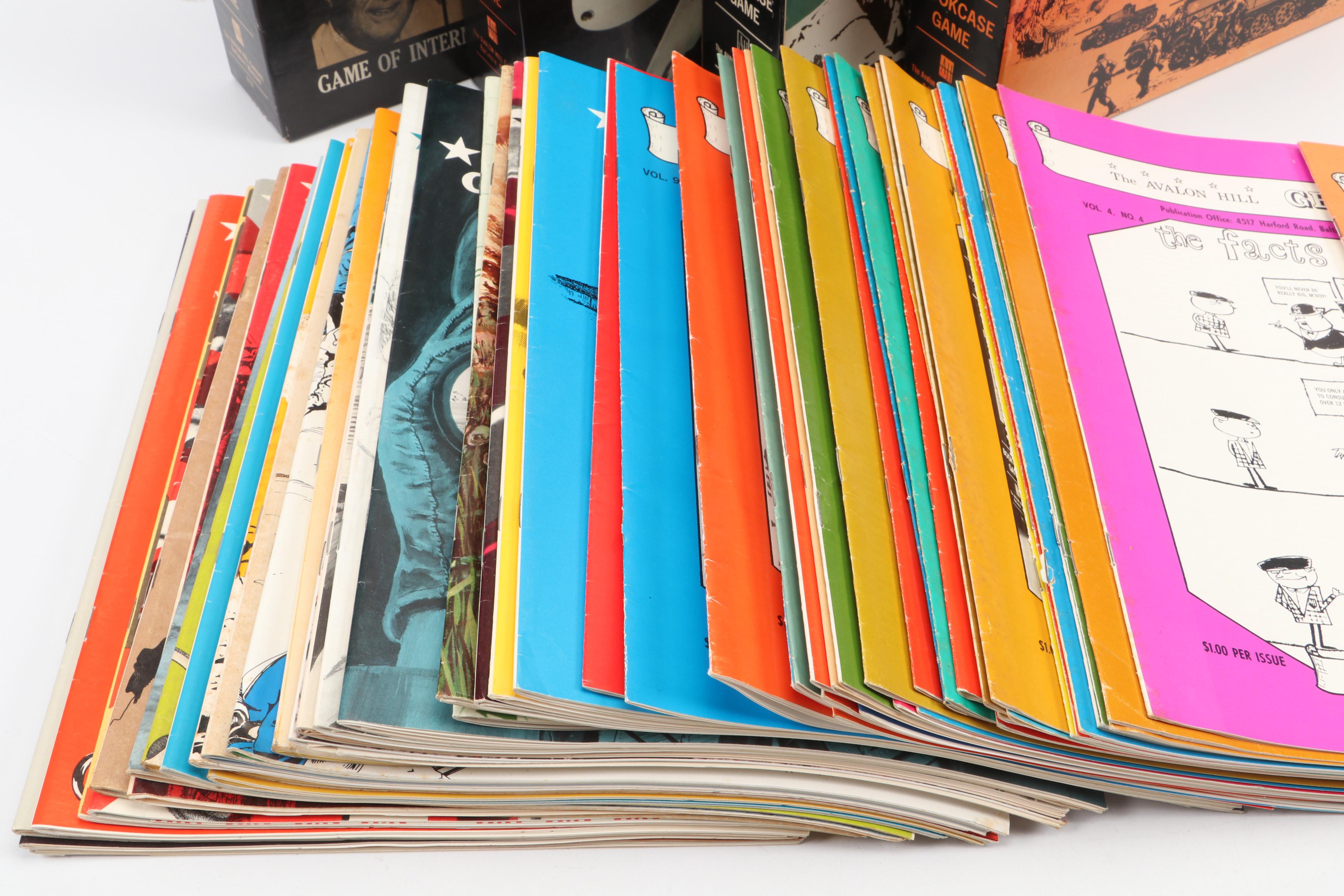 Avalon Hill WWII Bookcase Games with "The General" Magazines, 1960s and 1970s