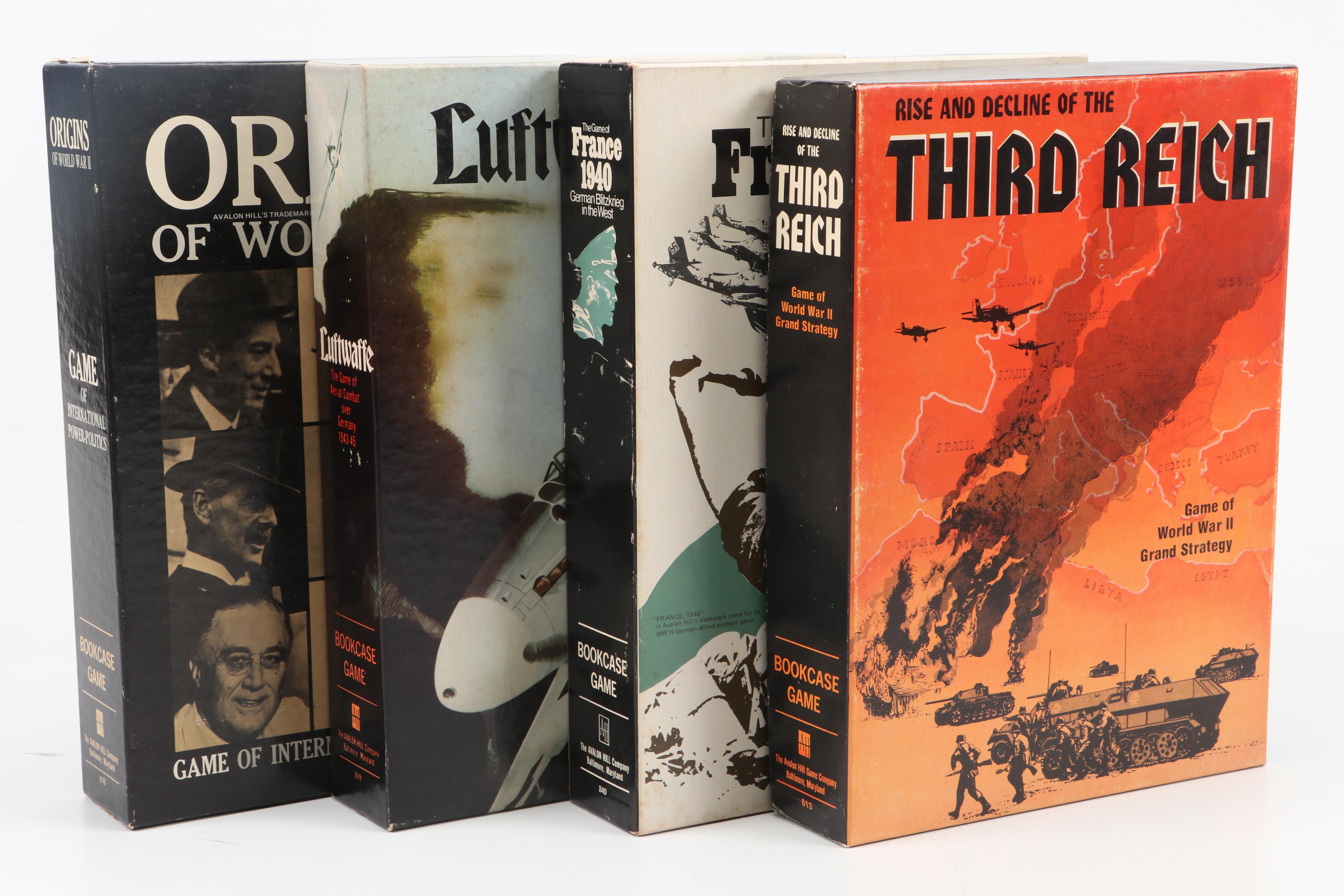Avalon Hill WWII Bookcase Games with "The General" Magazines, 1960s and 1970s