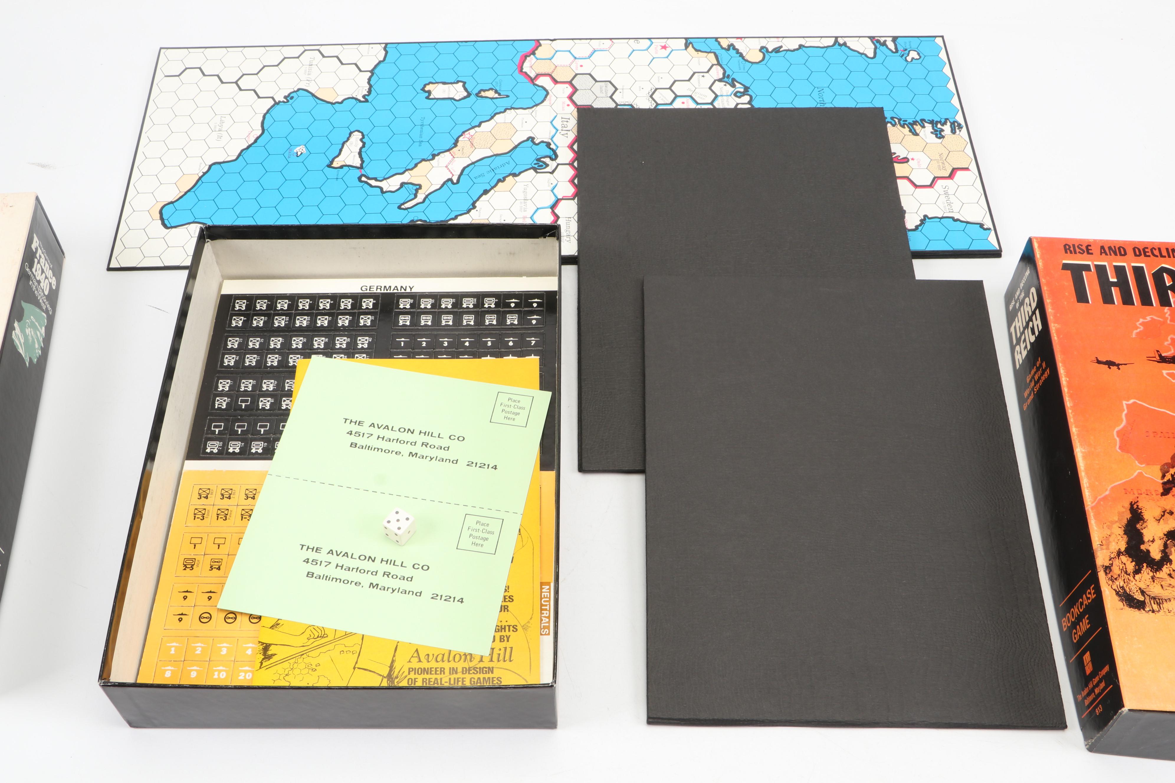 Avalon Hill WWII Bookcase Games with "The General" Magazines, 1960s and 1970s