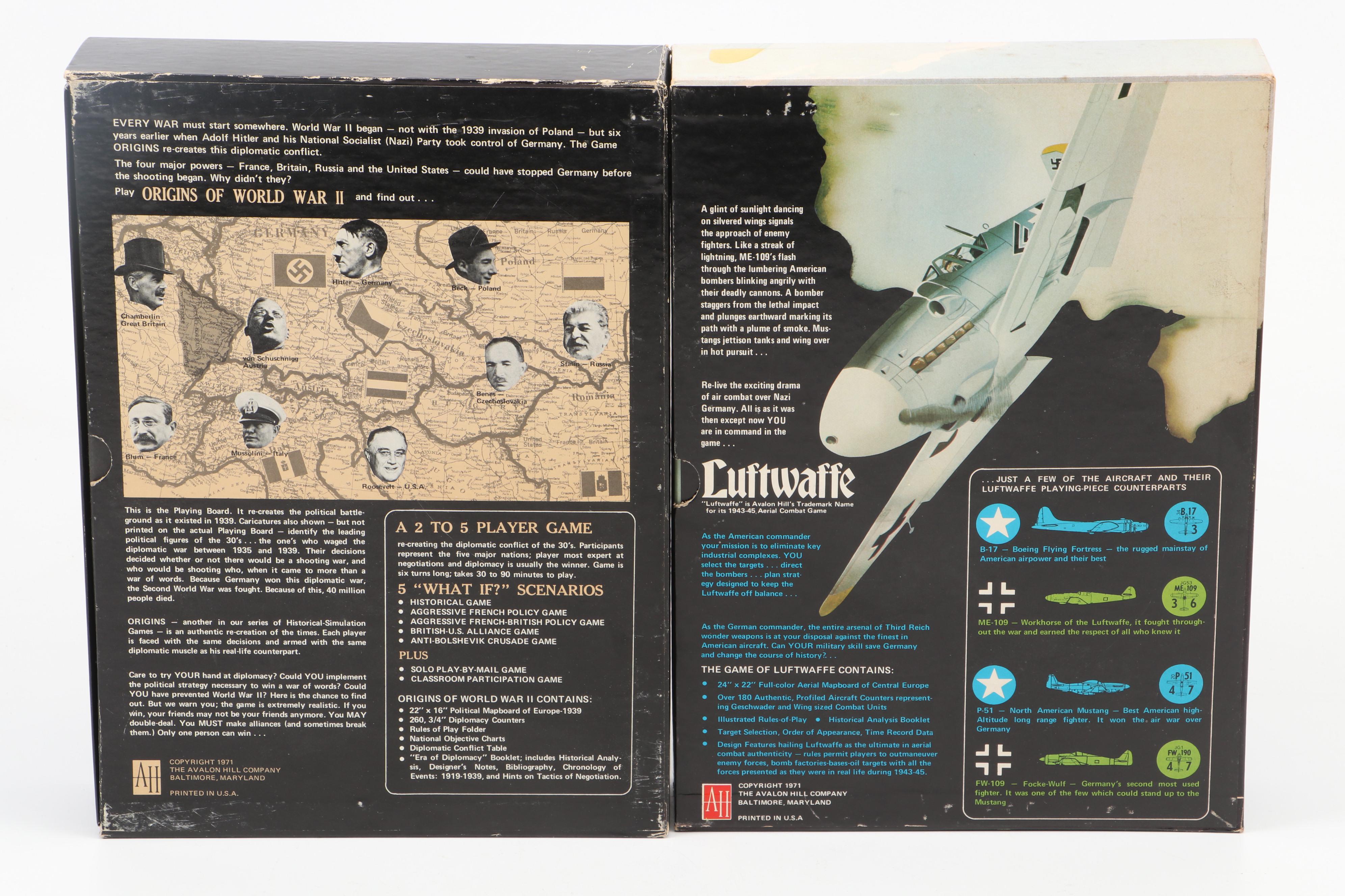 Avalon Hill WWII Bookcase Games with "The General" Magazines, 1960s and 1970s