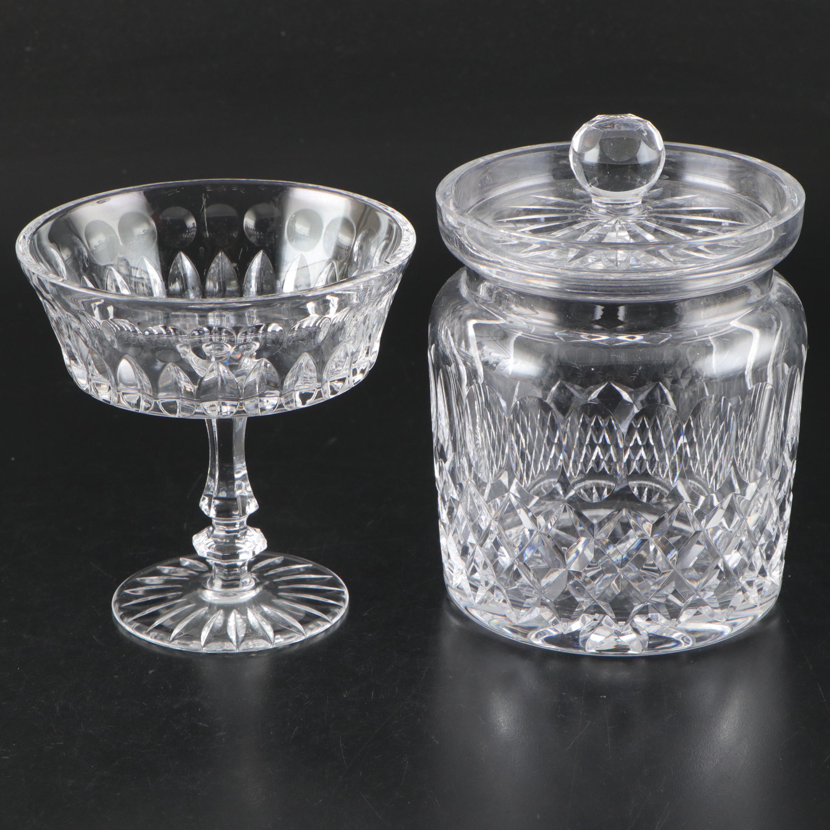 Waterford "Colleen" Crystal Biscuit Barrel and Gorham "De Medici" Compote