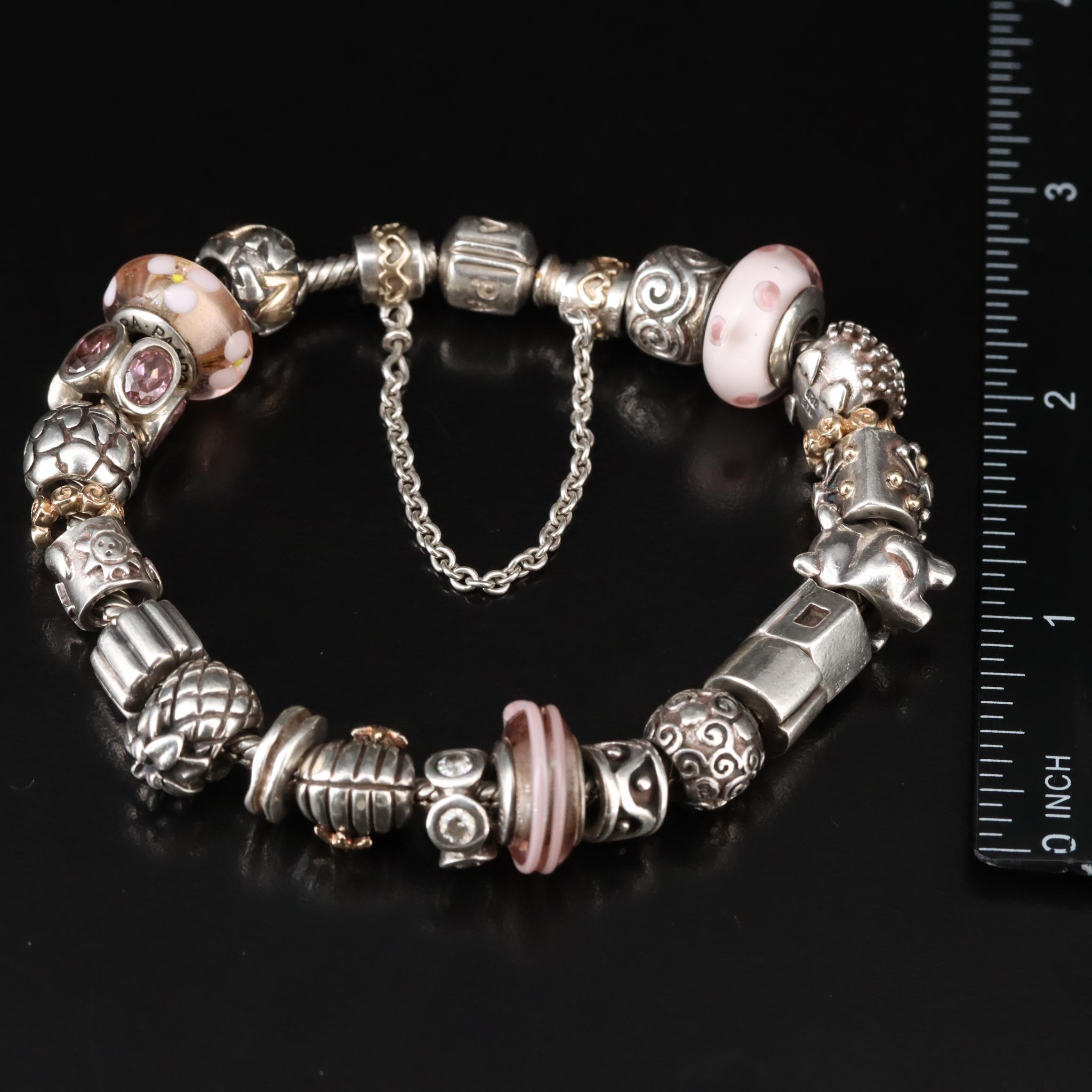 Pandora Sterling Charm Bracelet with 14K, Glass and CZ Accents