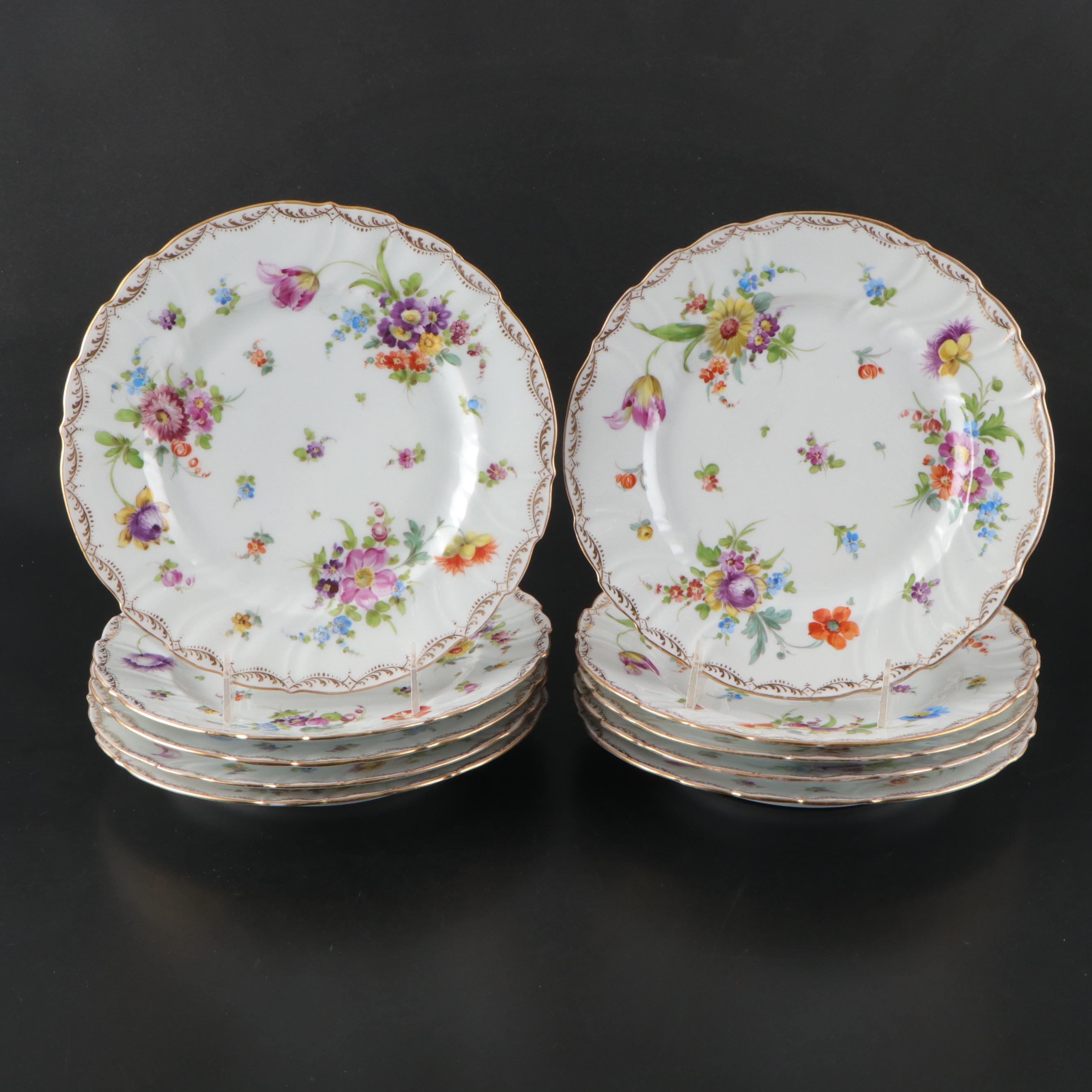 Richard Klemm  Dresden Porcelain Gilt Floral Porcelain Plates