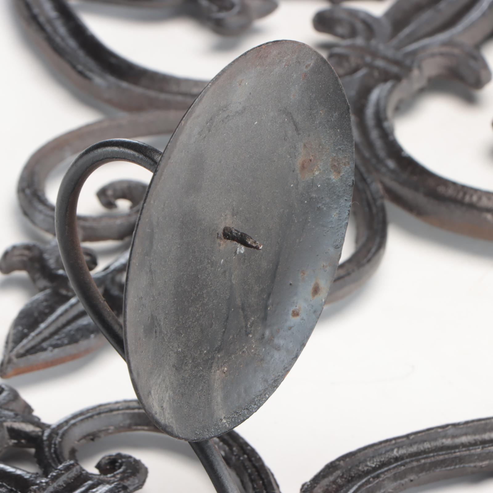 Fleur-De-Lis Cast Iron Wall Sconce Candle Holders