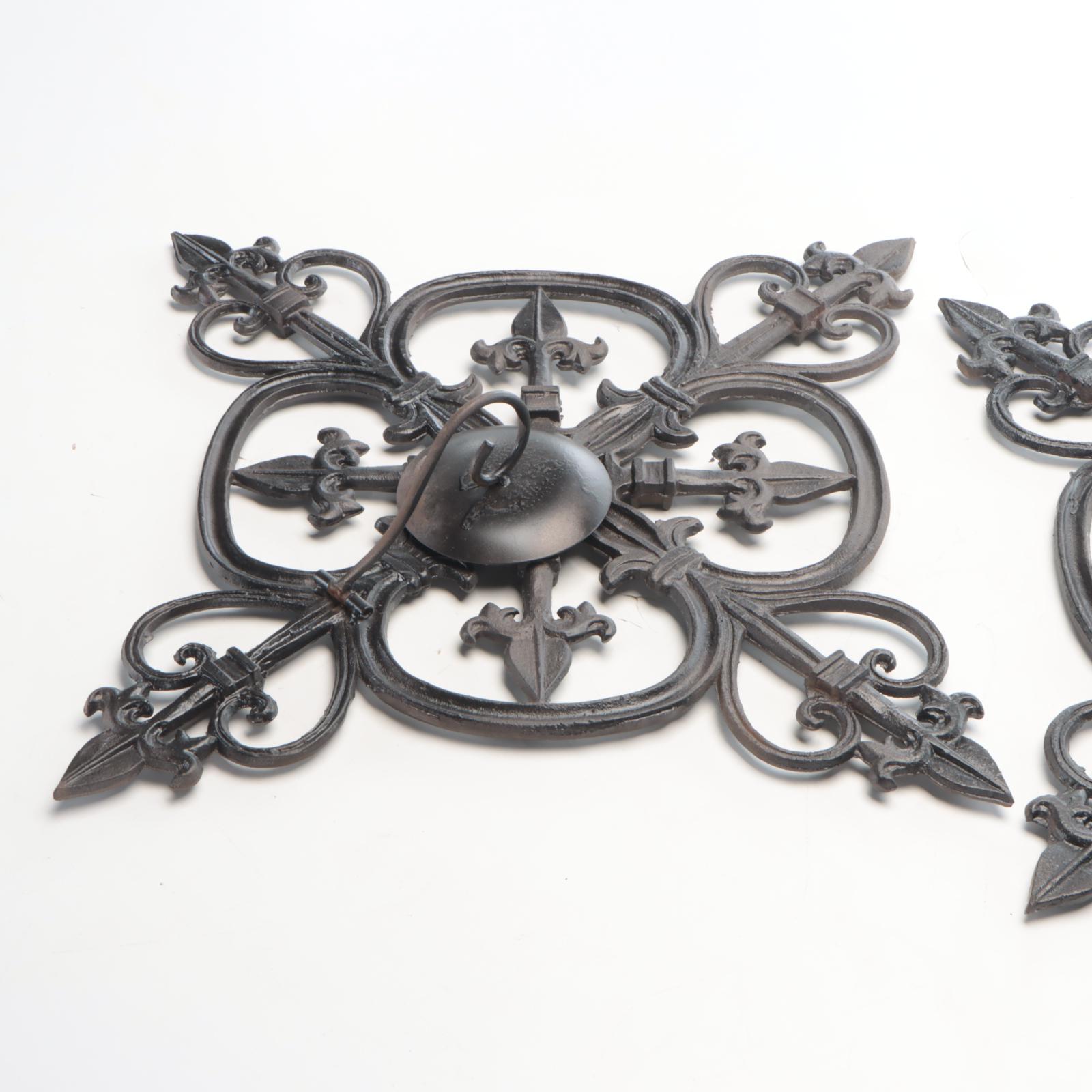 Fleur-De-Lis Cast Iron Wall Sconce Candle Holders