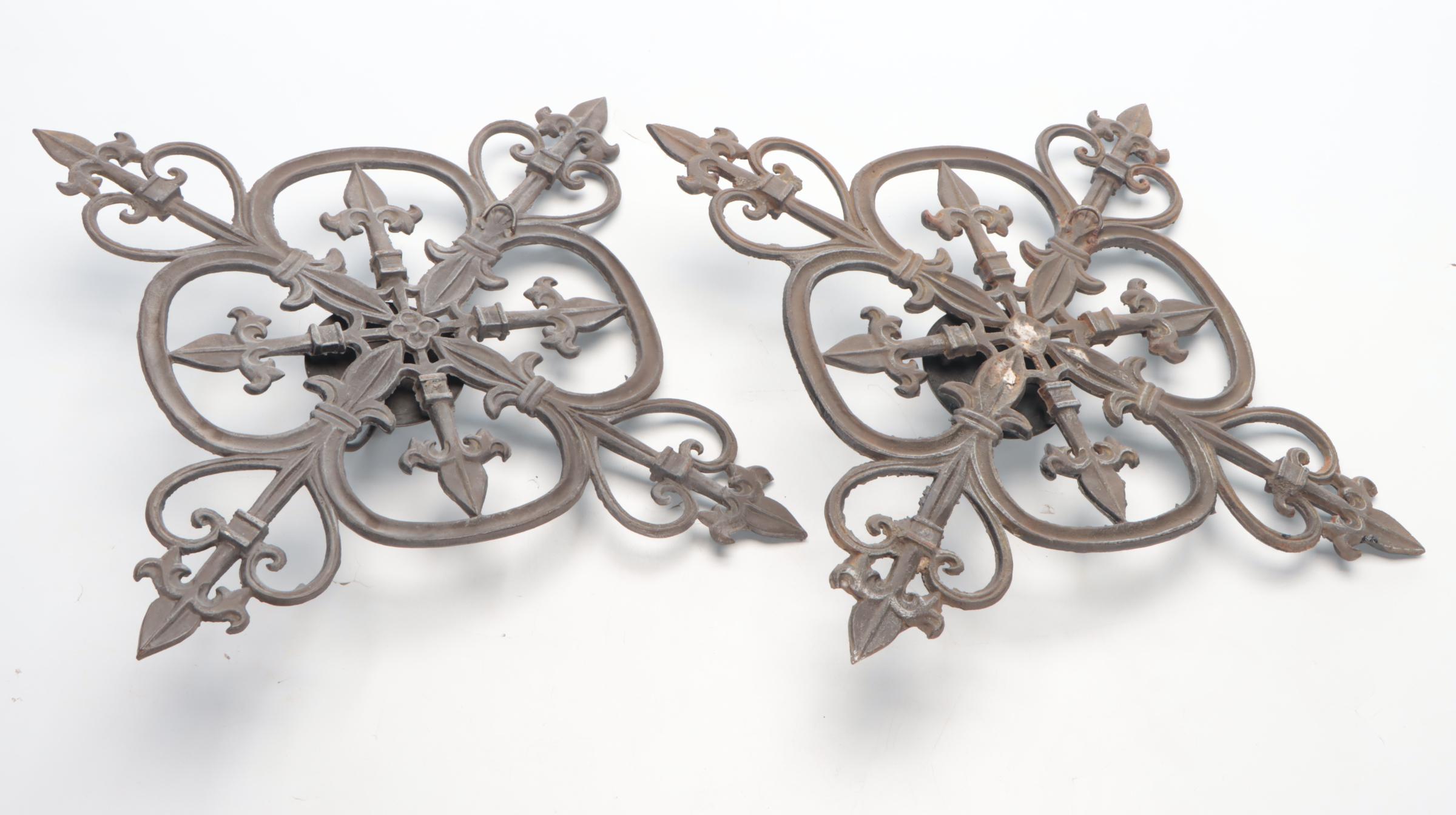 Fleur-De-Lis Cast Iron Wall Sconce Candle Holders