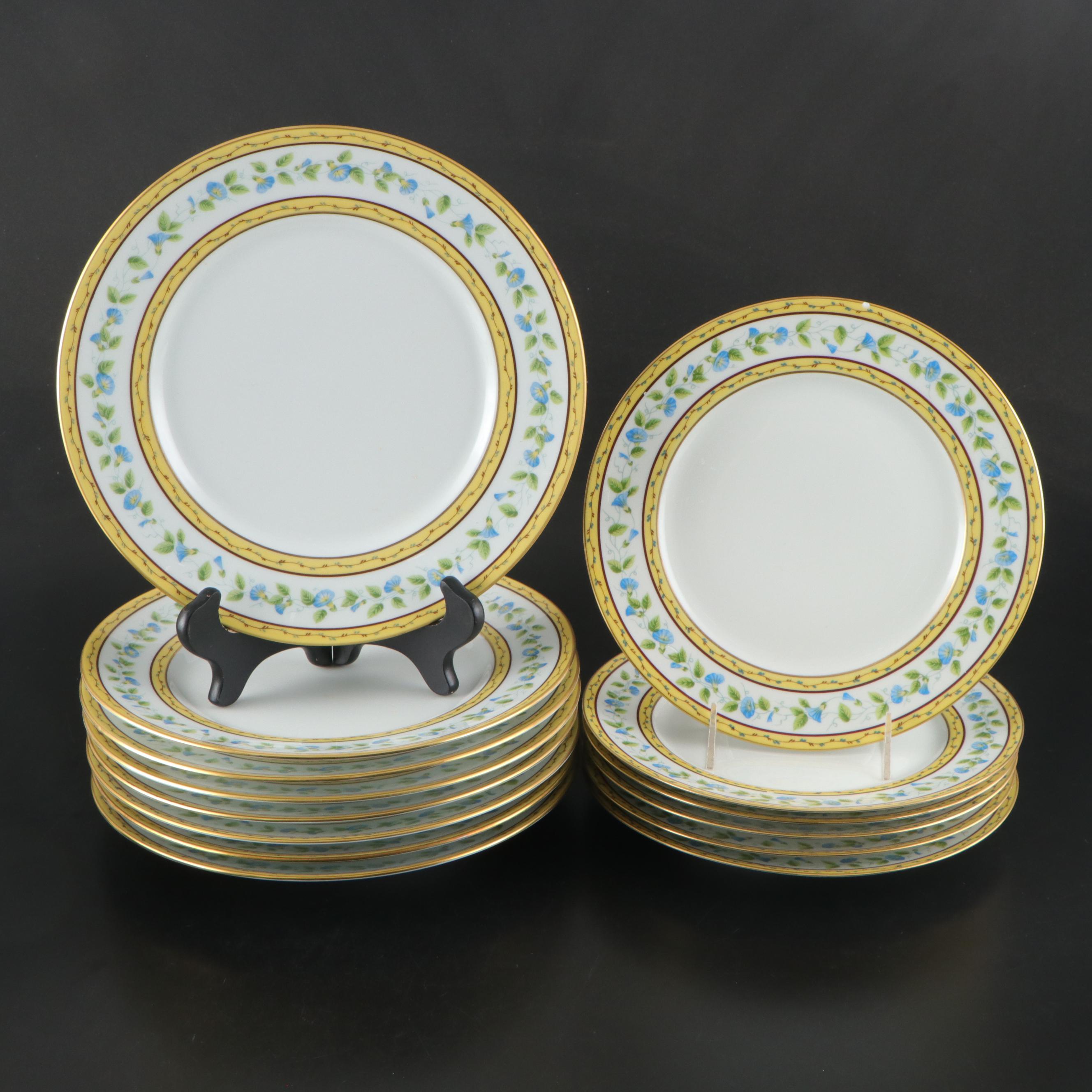 French Ceralene Limoges "Morning Glory Spray" Porcelain Dinnerware, 1986–1996