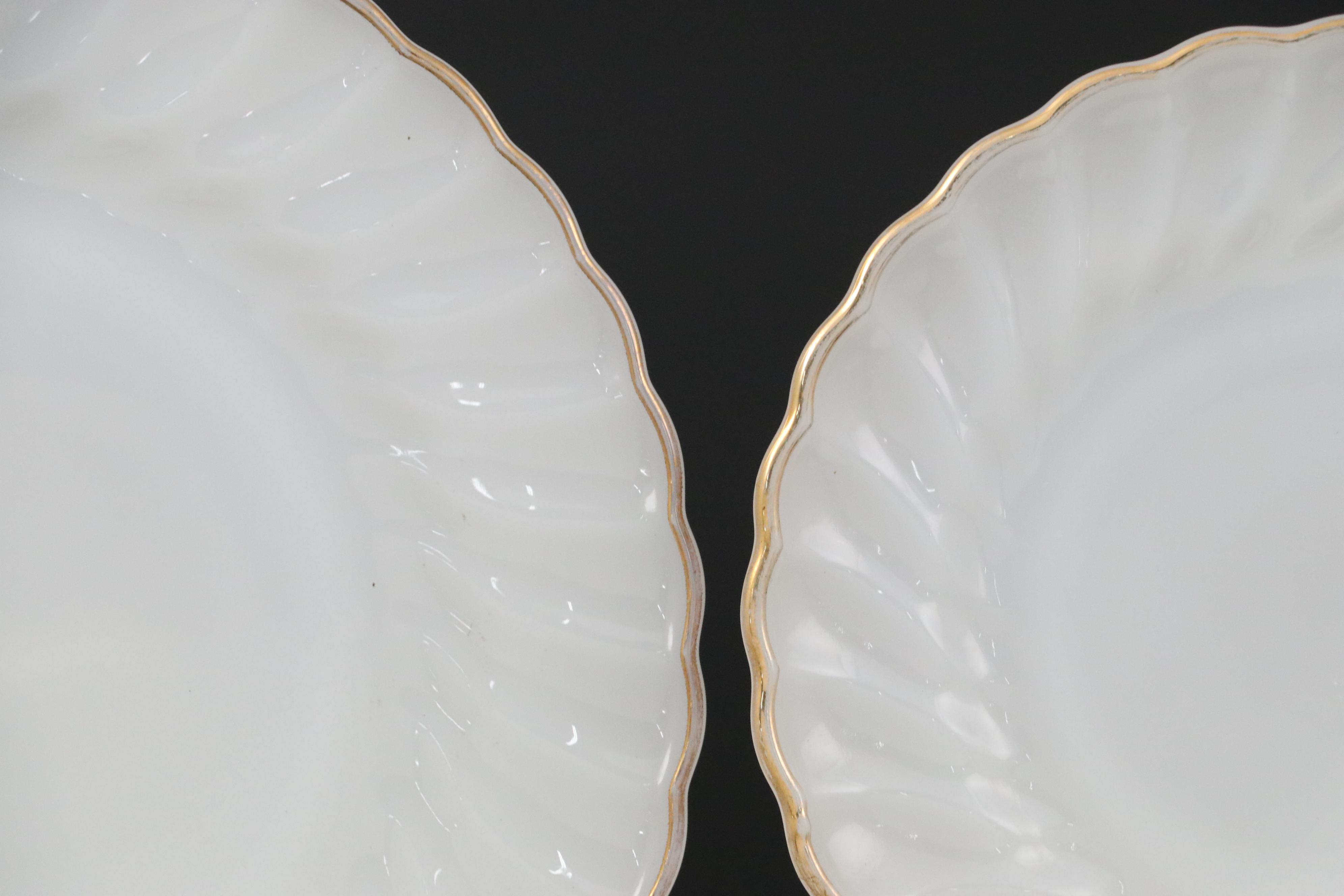 Anchor Hocking "Golden Shell" Milk Glass Dinnerware with Westmoreland Egg Cup