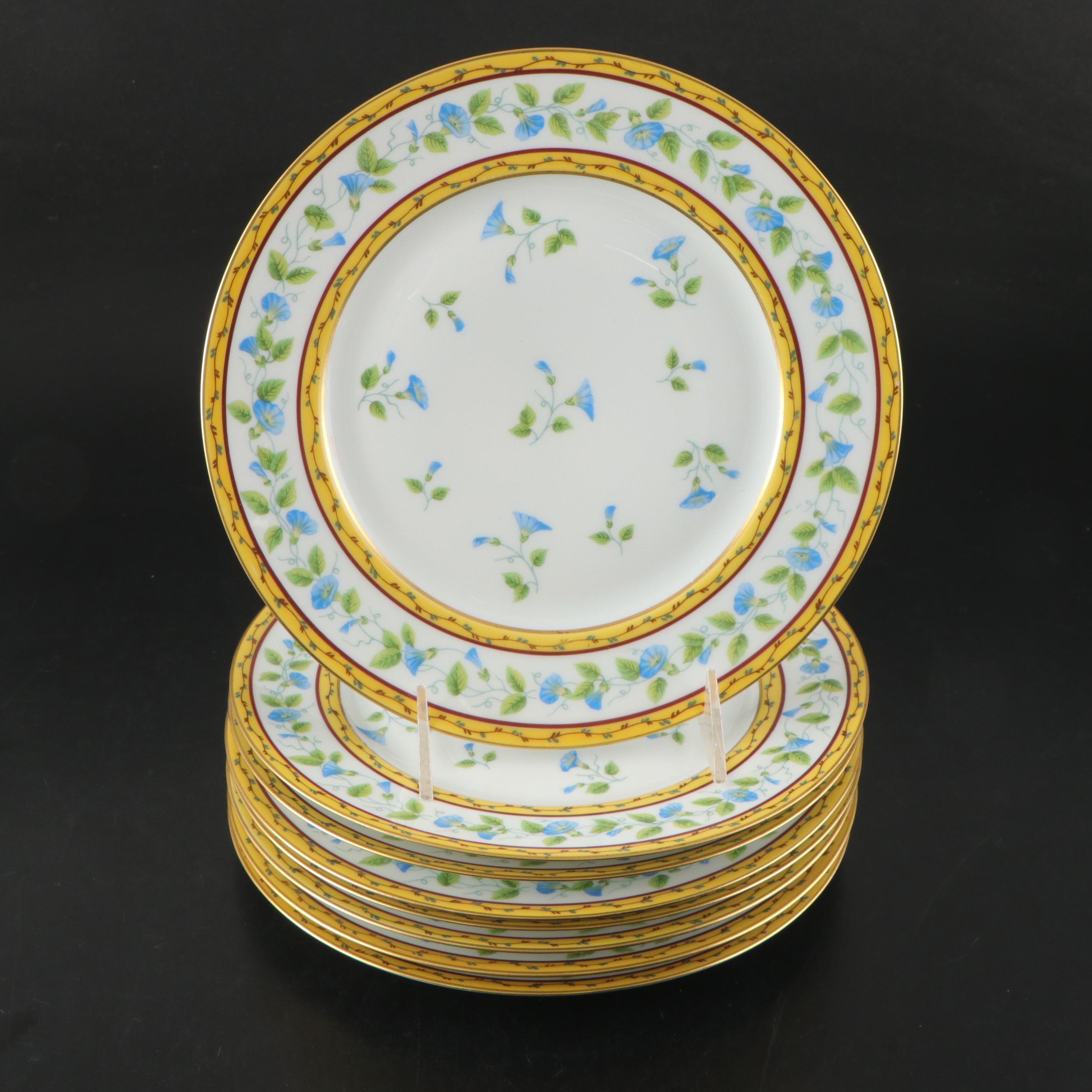 French Ceralene Limoges "Morning Glory Spray" Porcelain Dinnerware, 1986–1996
