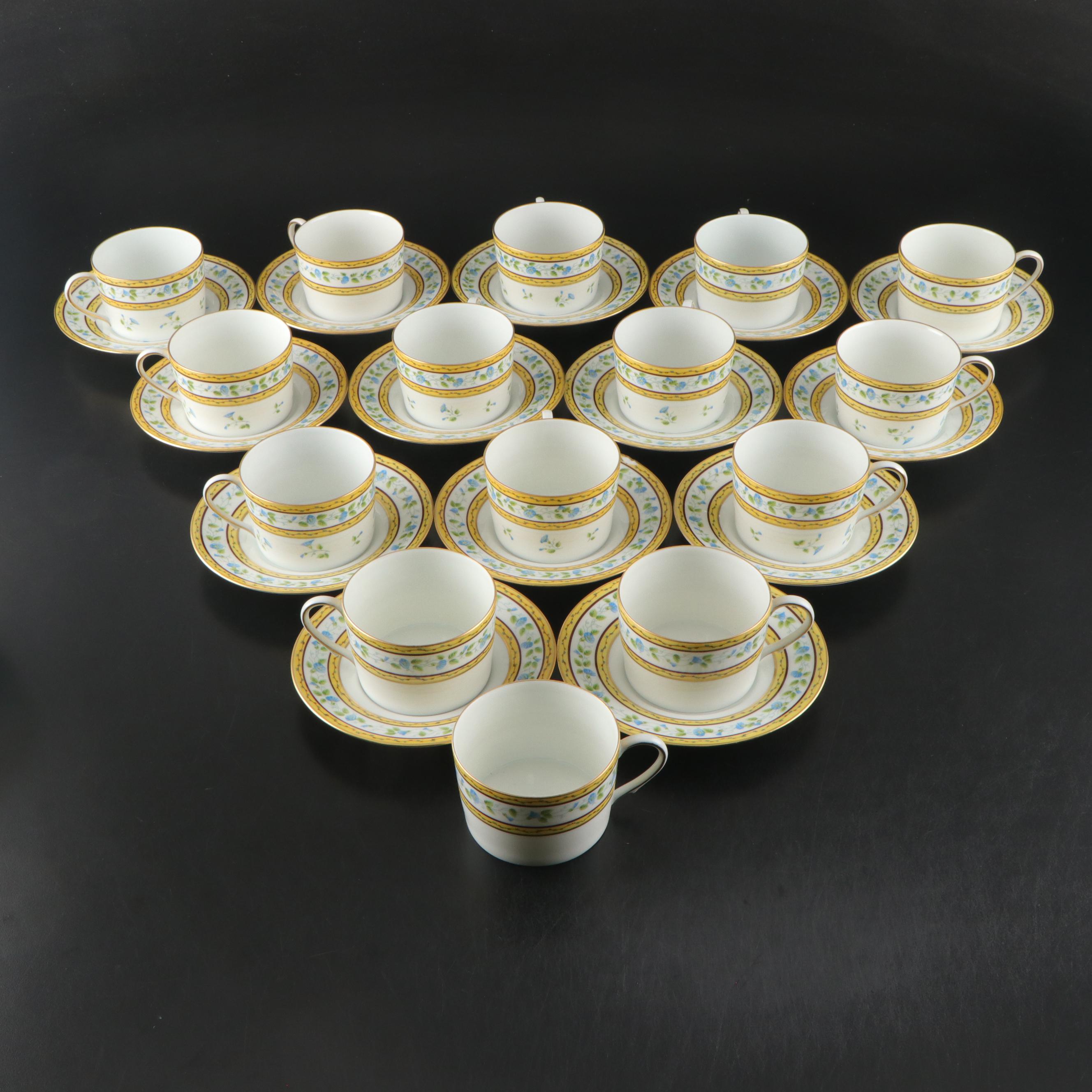 French Ceralene Limoges "Morning Glory Spray" Porcelain Dinnerware, 1986–1996