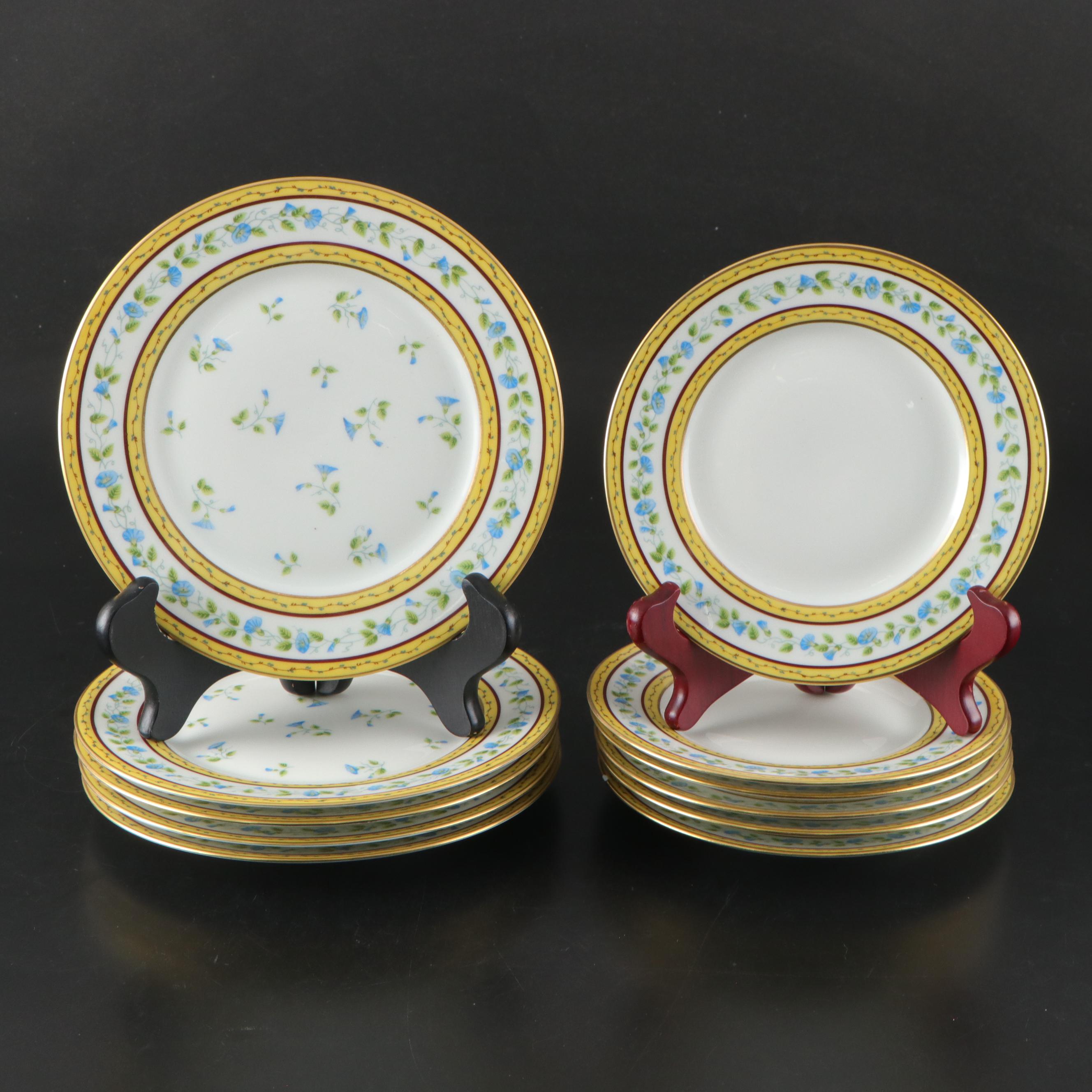 French Ceralene Limoges "Morning Glory Spray" Porcelain Dinnerware, 1986–1996