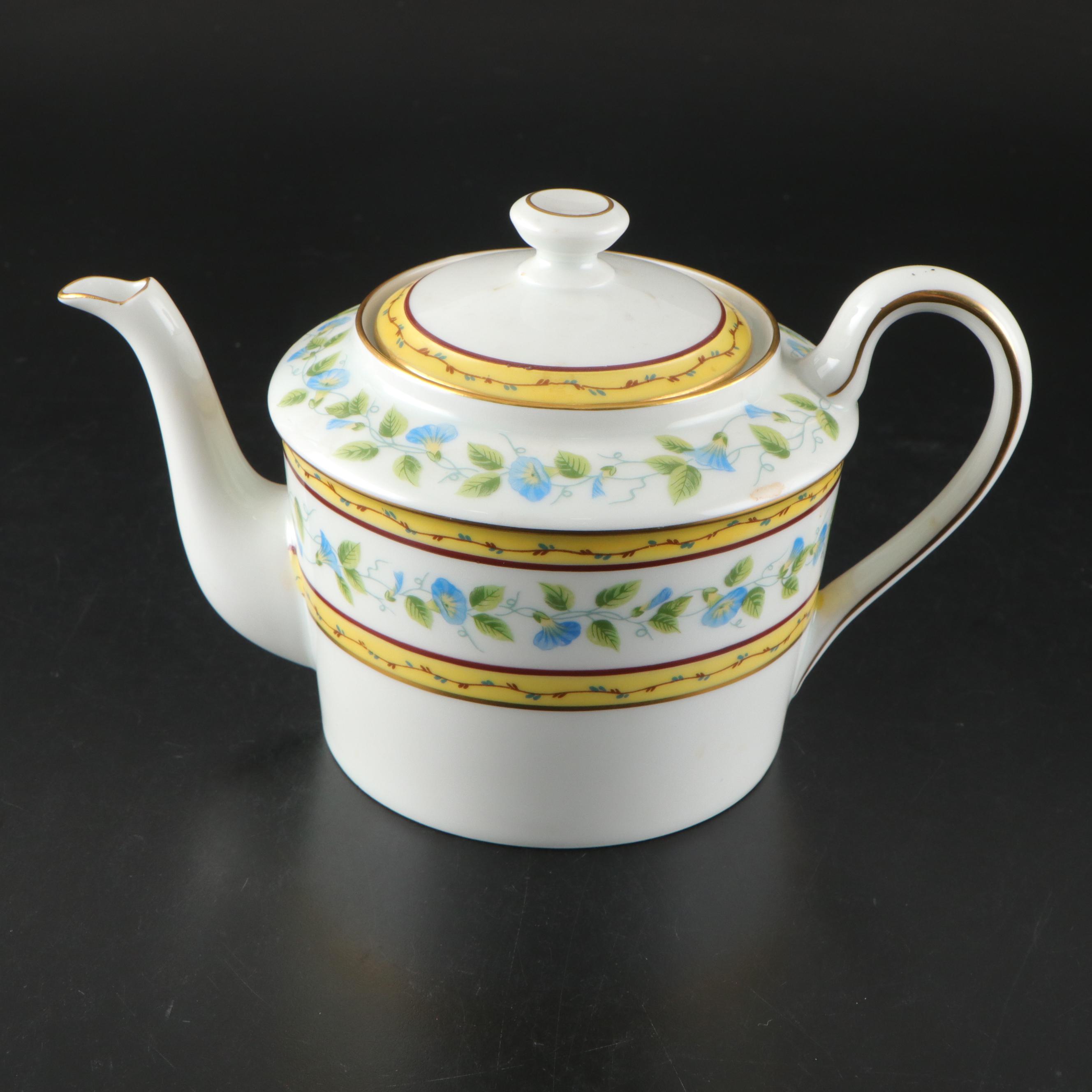 French Ceralene Limoges "Morning Glory Spray" Porcelain Dinnerware, 1986–1996