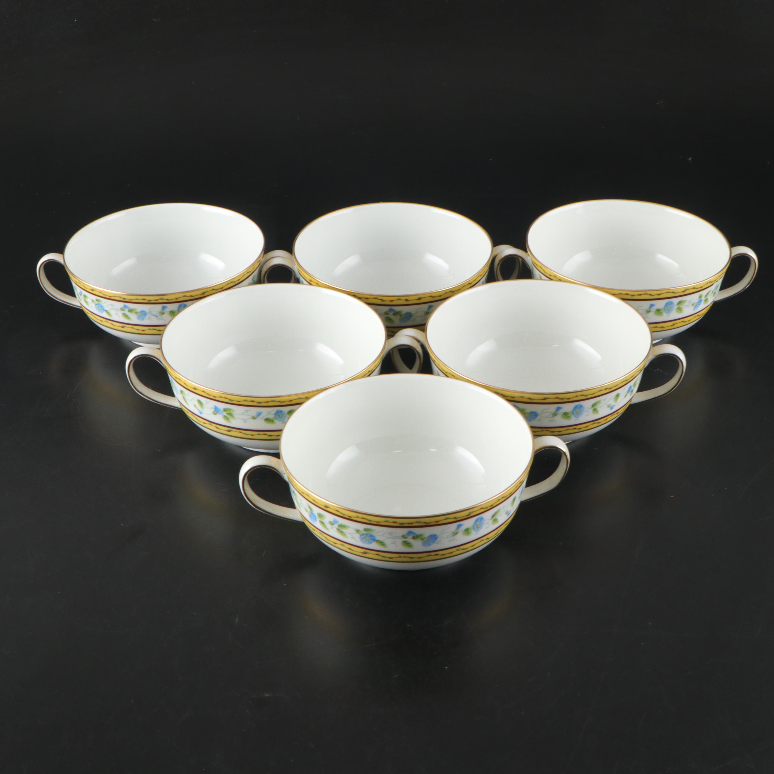 French Ceralene Limoges "Morning Glory Spray" Porcelain Dinnerware, 1986–1996