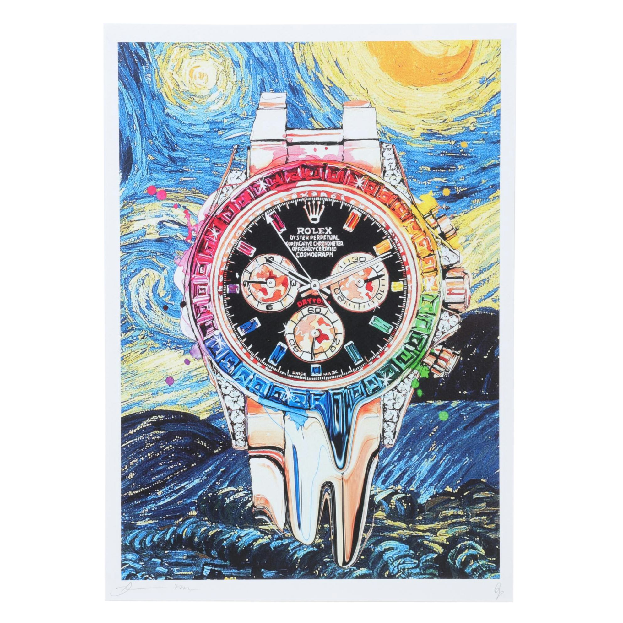 Death NYC Pop Art Graphic Print Homage to Van Gogh Featuring Rolex, 2023