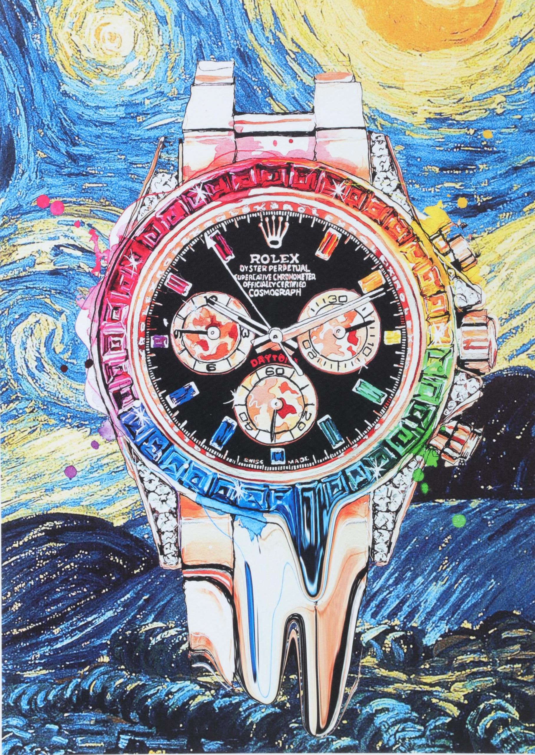 Death NYC Pop Art Graphic Print Homage to Van Gogh Featuring Rolex, 2023