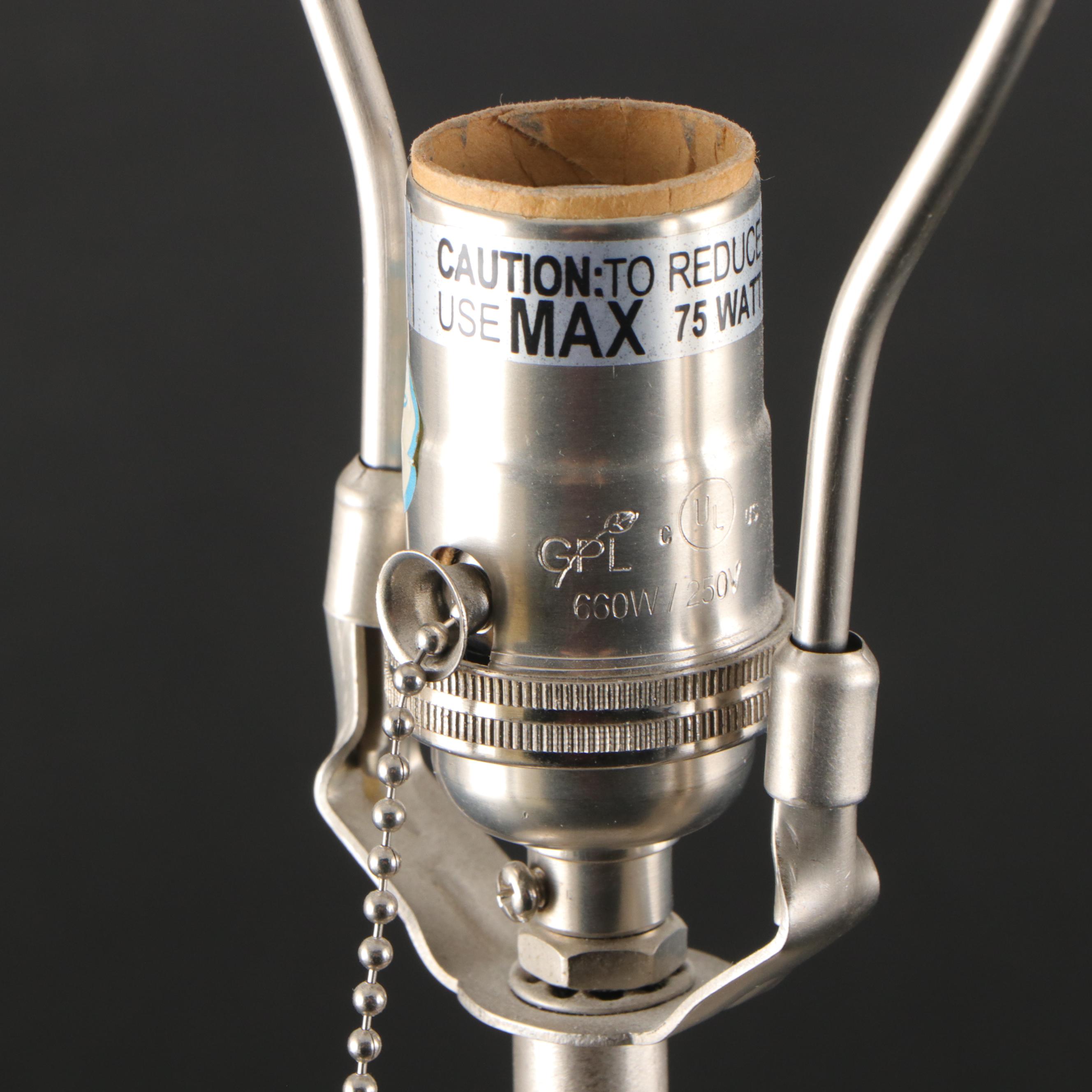 Italian Sterling Silver Mantel Clock with Pottery Barn Metal Lamp & More