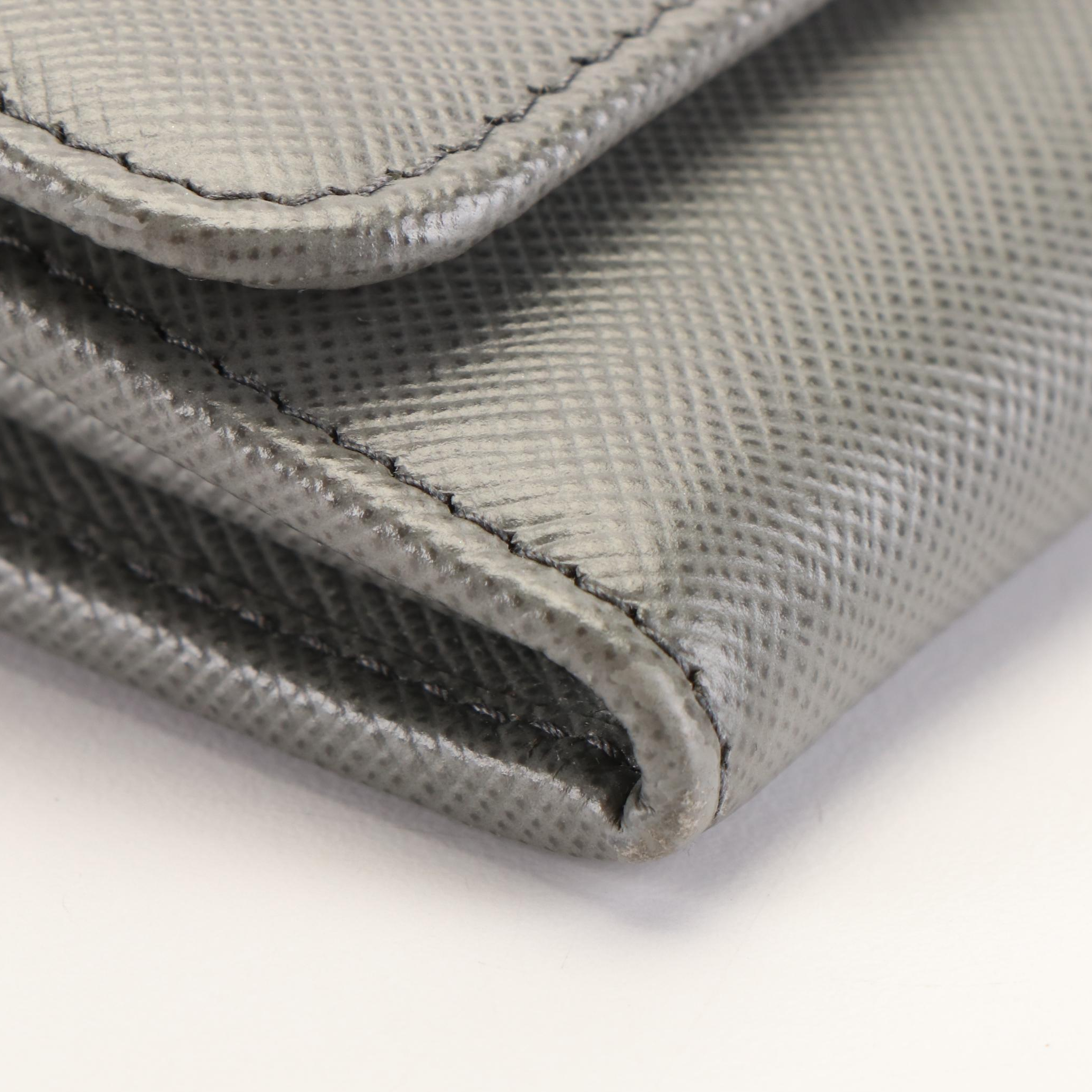 Prada Continental Wallet in Grey Saffiano Leather