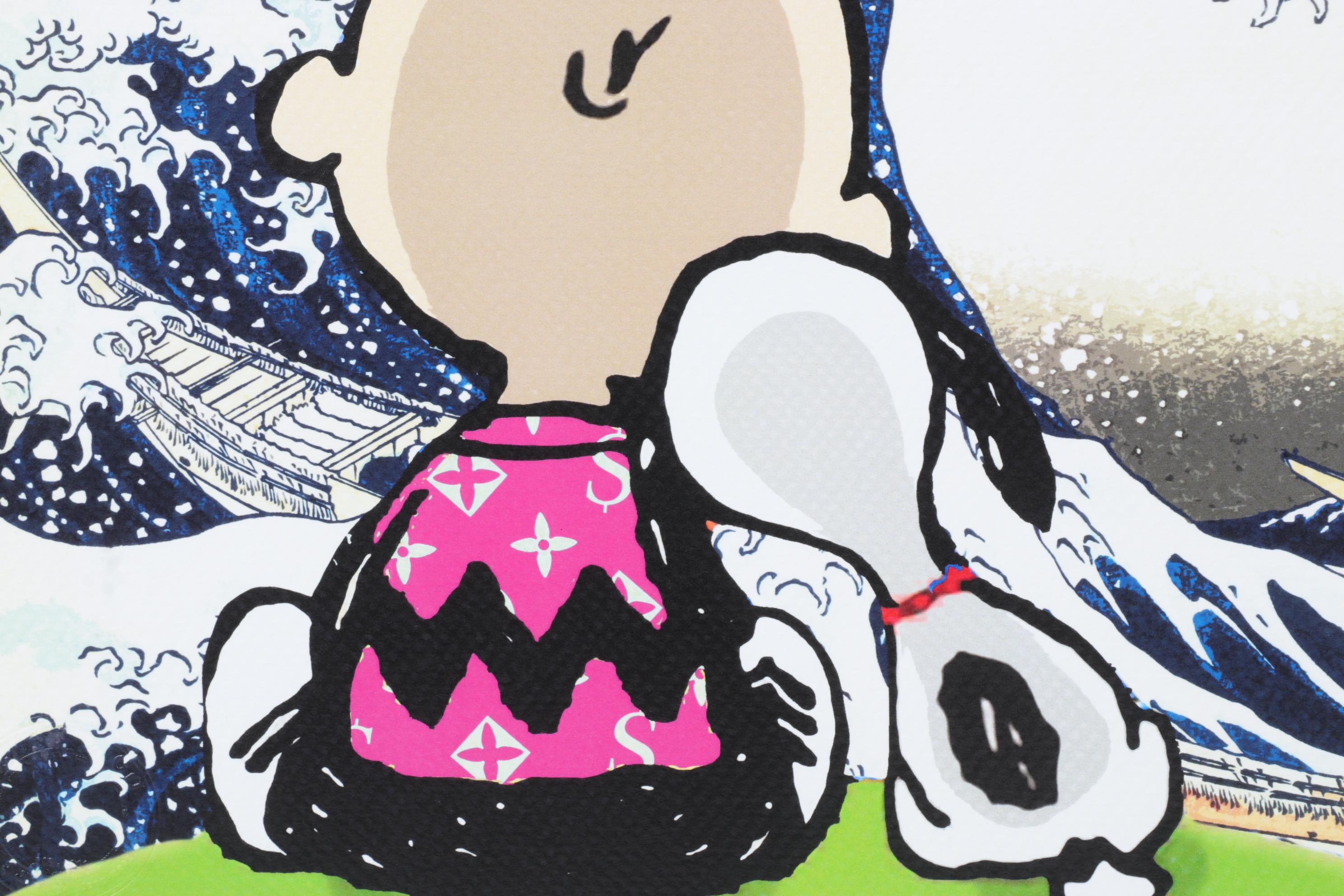 Death NYC Pop Art Graphic Print Homage to Hokusai With Charlie Brown and Snoopy