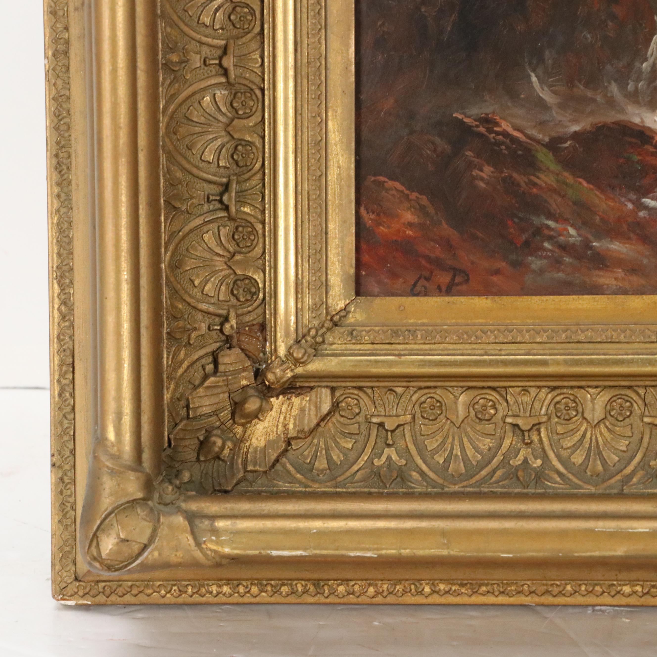 Granville Perkins Oil Painting Coastal Shipwreck Scene, Late 19th Century