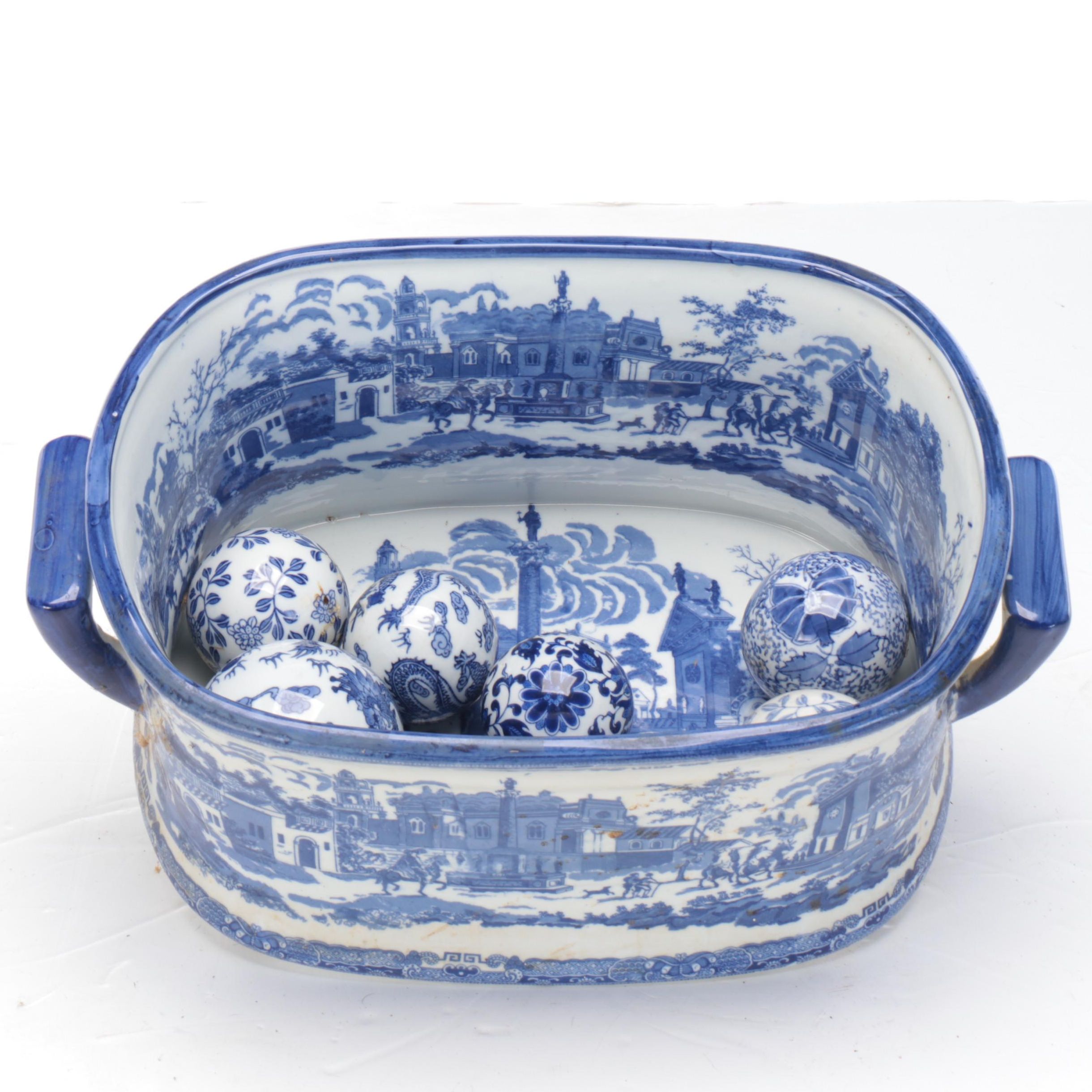 Victoria Ware Ironstone Foot Bath with Carpet Ball and More