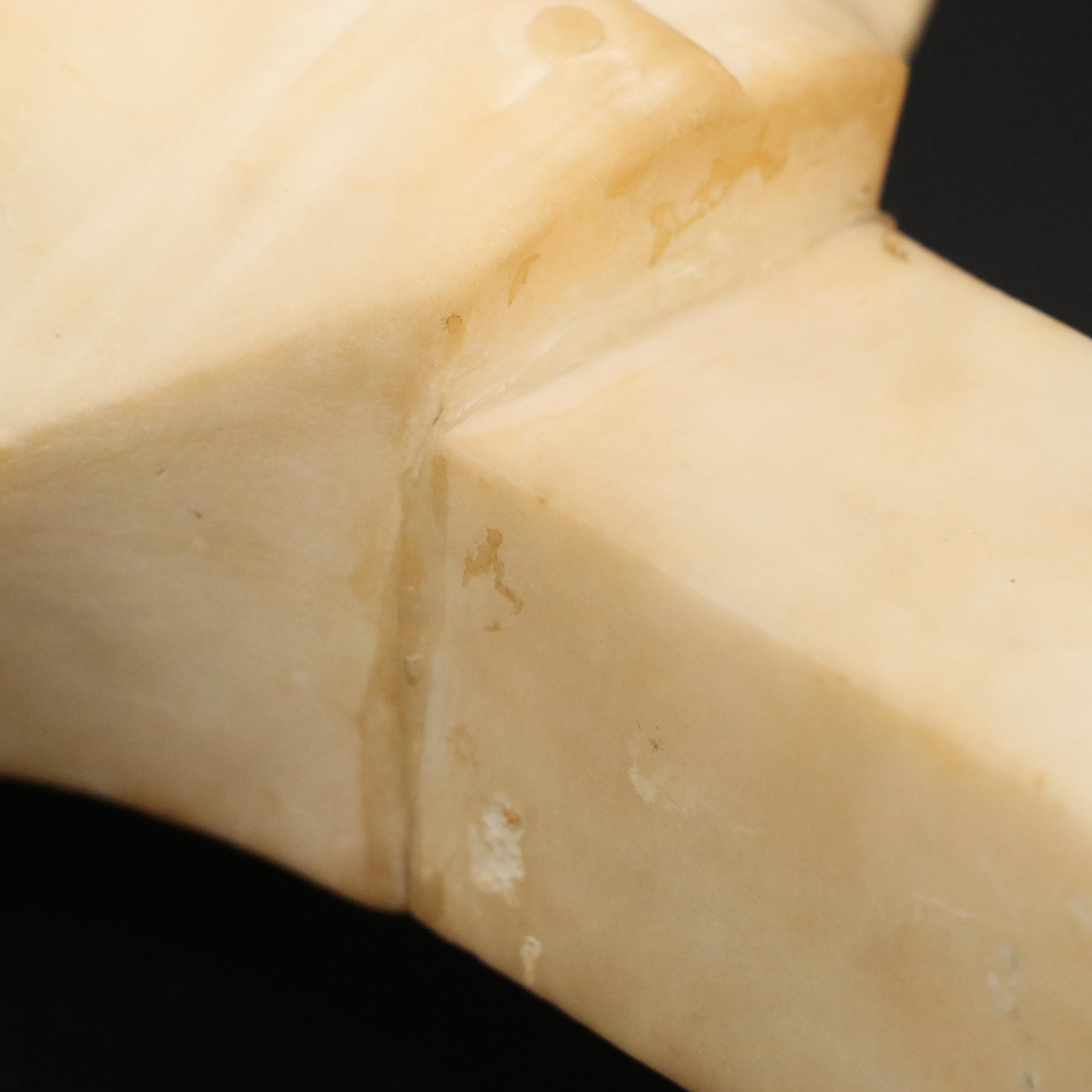 Italian Signed Alberto Saccardi Alabaster Sculpture of Bust of Young Lady