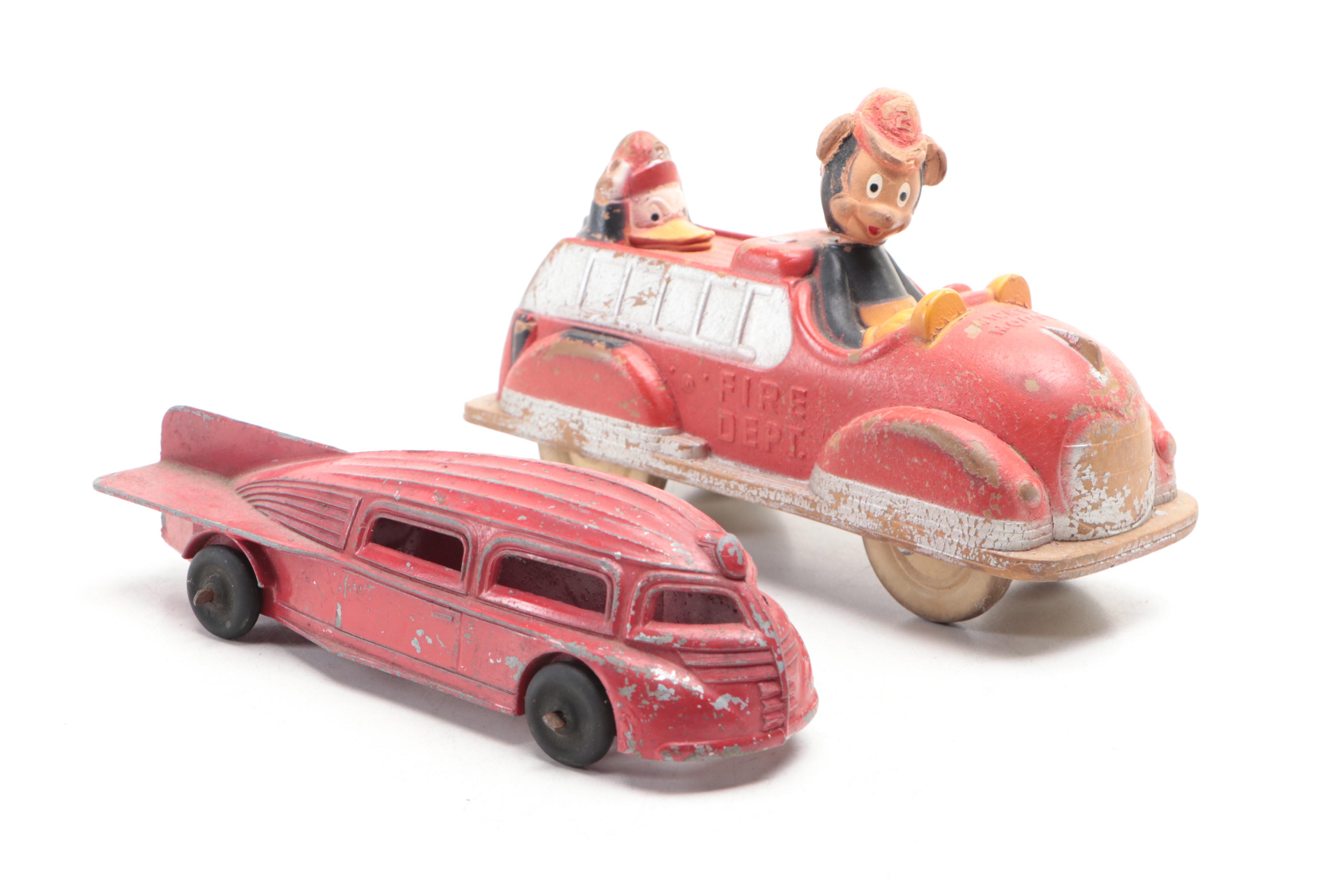 Manoil, Hubley and Sun Rubber Co. Toy Vehicles and Plane, Mid-20th Century