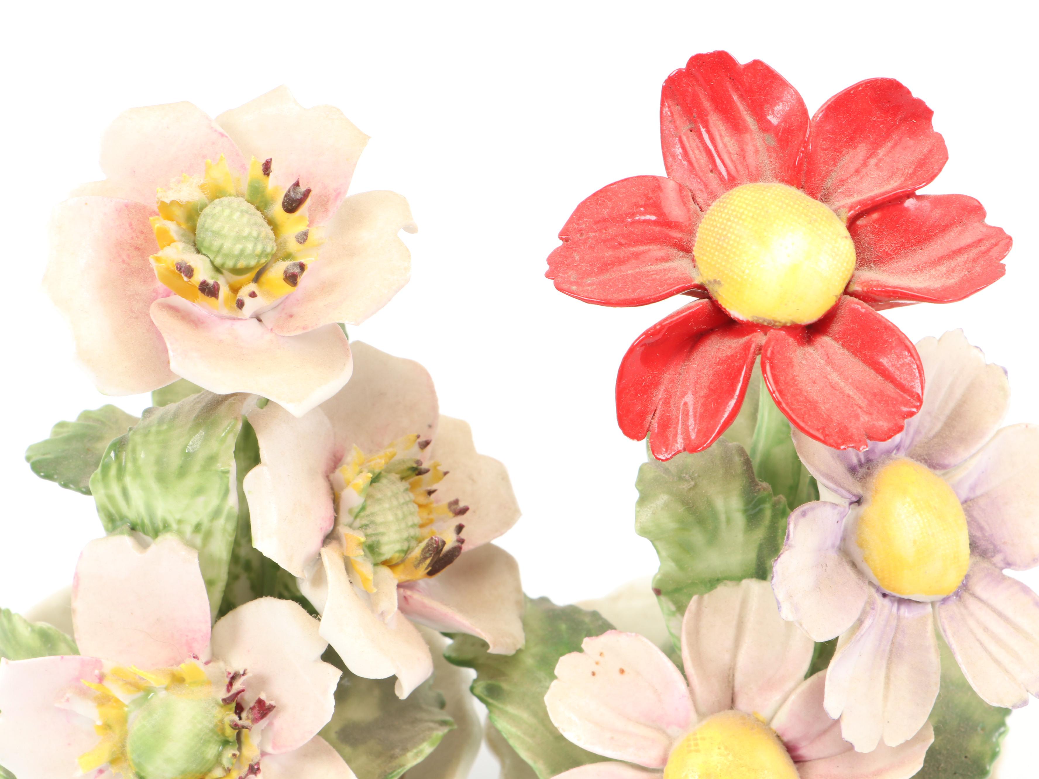 Radnor Bone China Flower Figurines with Other Bone China Figurine and Glass Jar