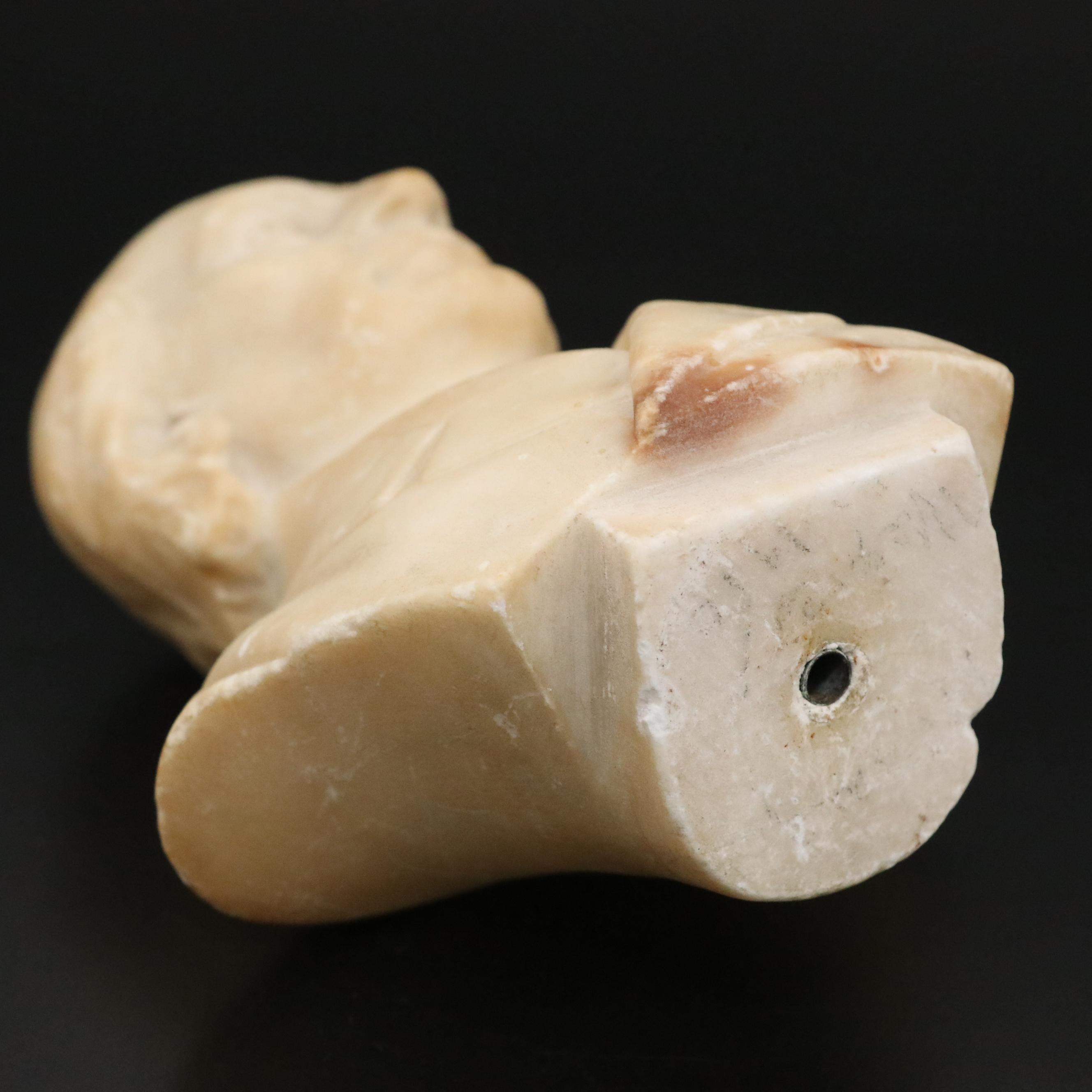 Carved Alabaster Bust of Man in Suit, Early 20th Century