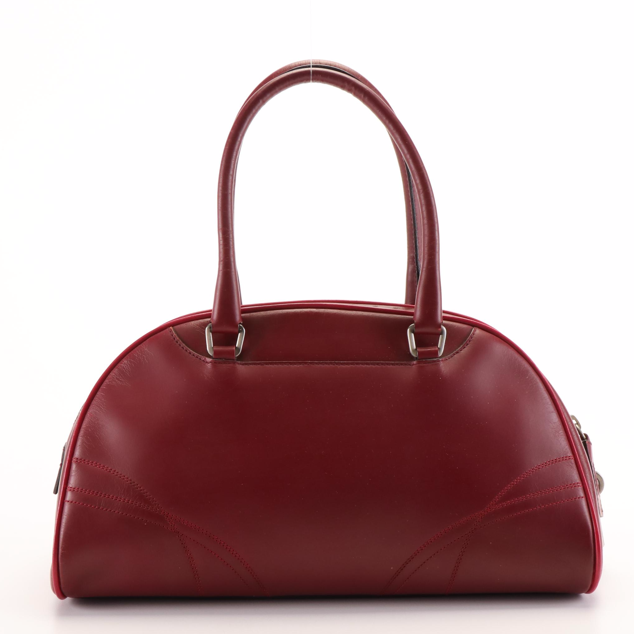 Prada Bowler Bag in Burgundy Nappa Leather