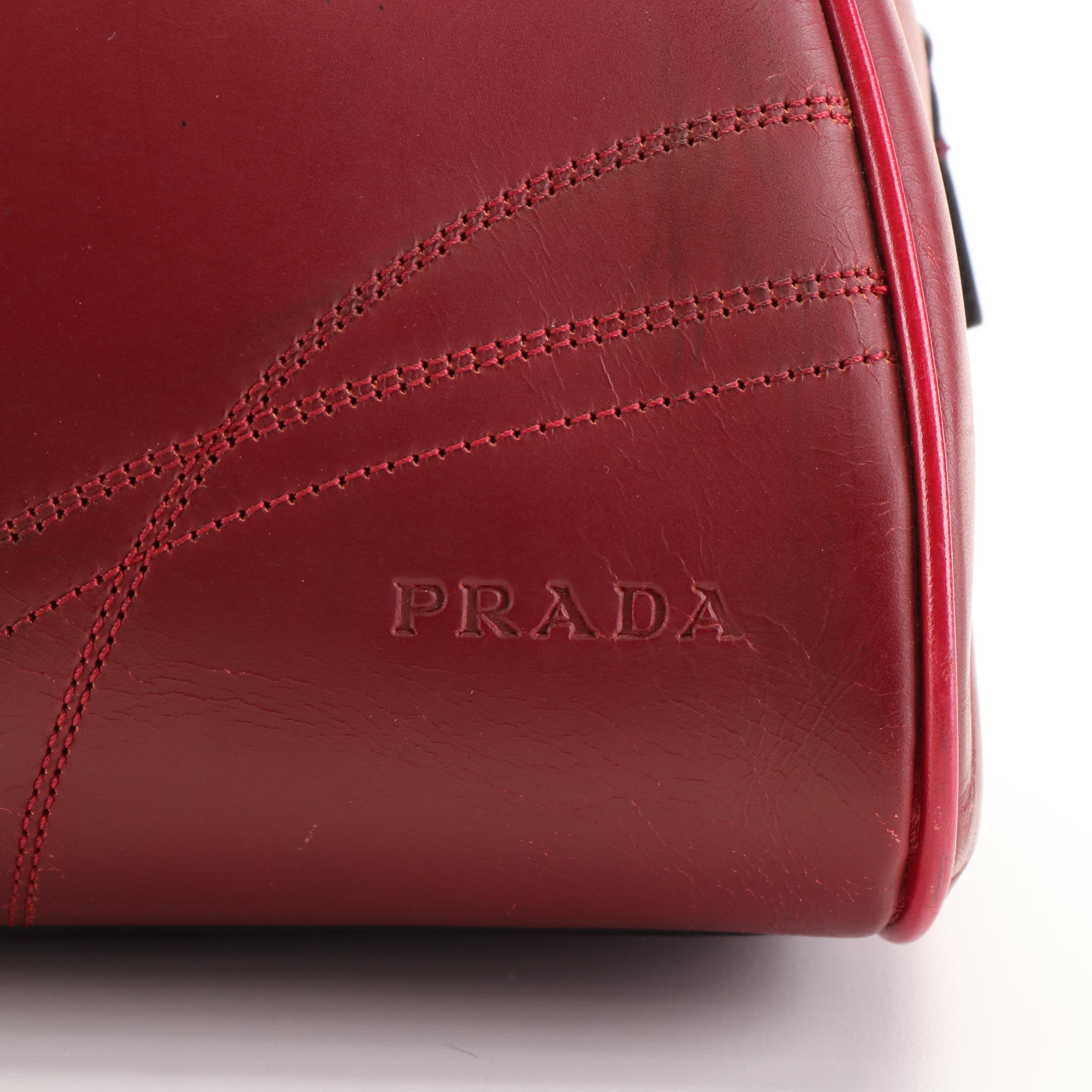 Prada Bowler Bag in Burgundy Nappa Leather