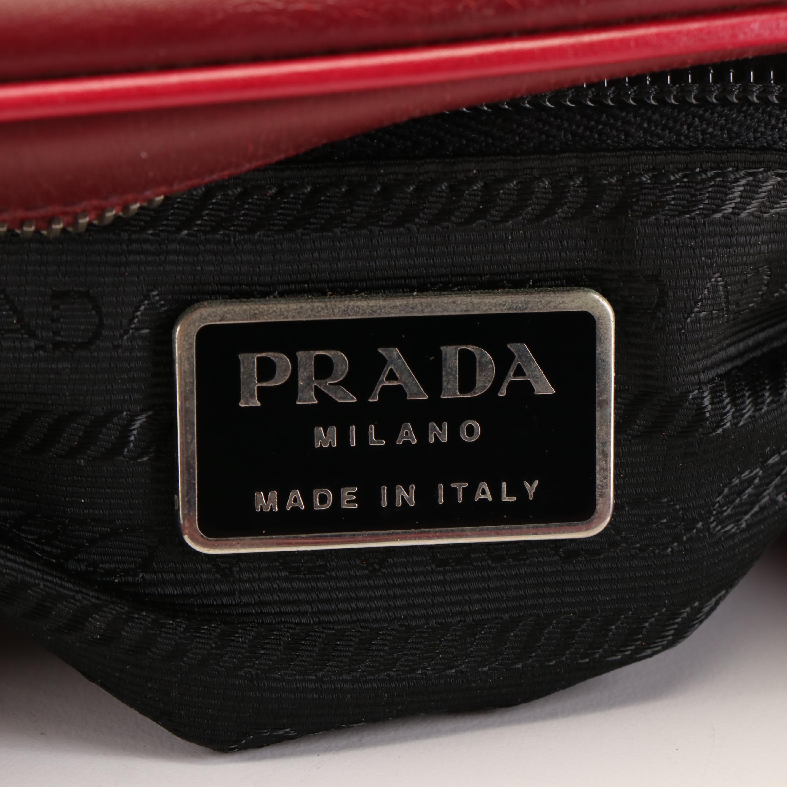 Prada Bowler Bag in Burgundy Nappa Leather