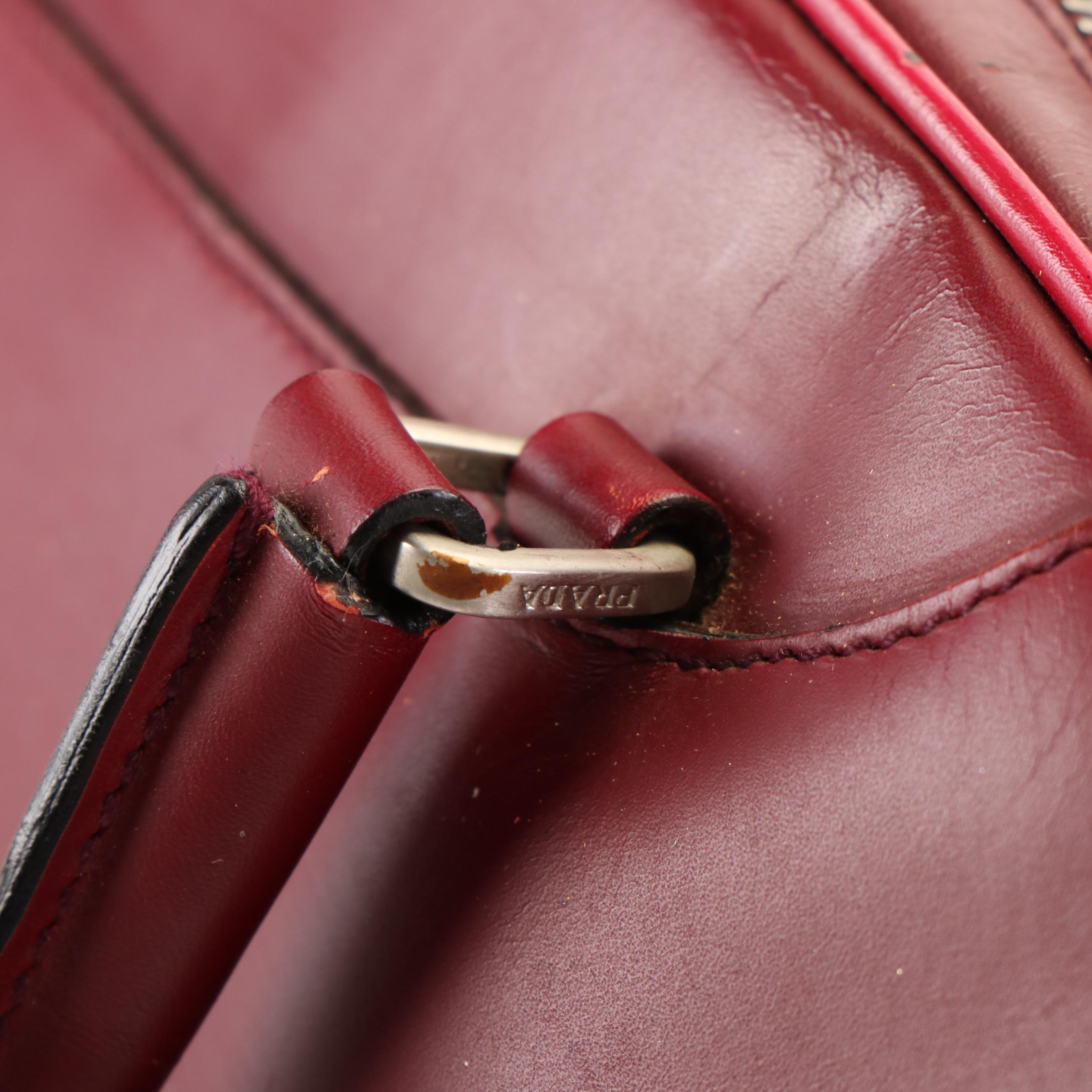 Prada Bowler Bag in Burgundy Nappa Leather