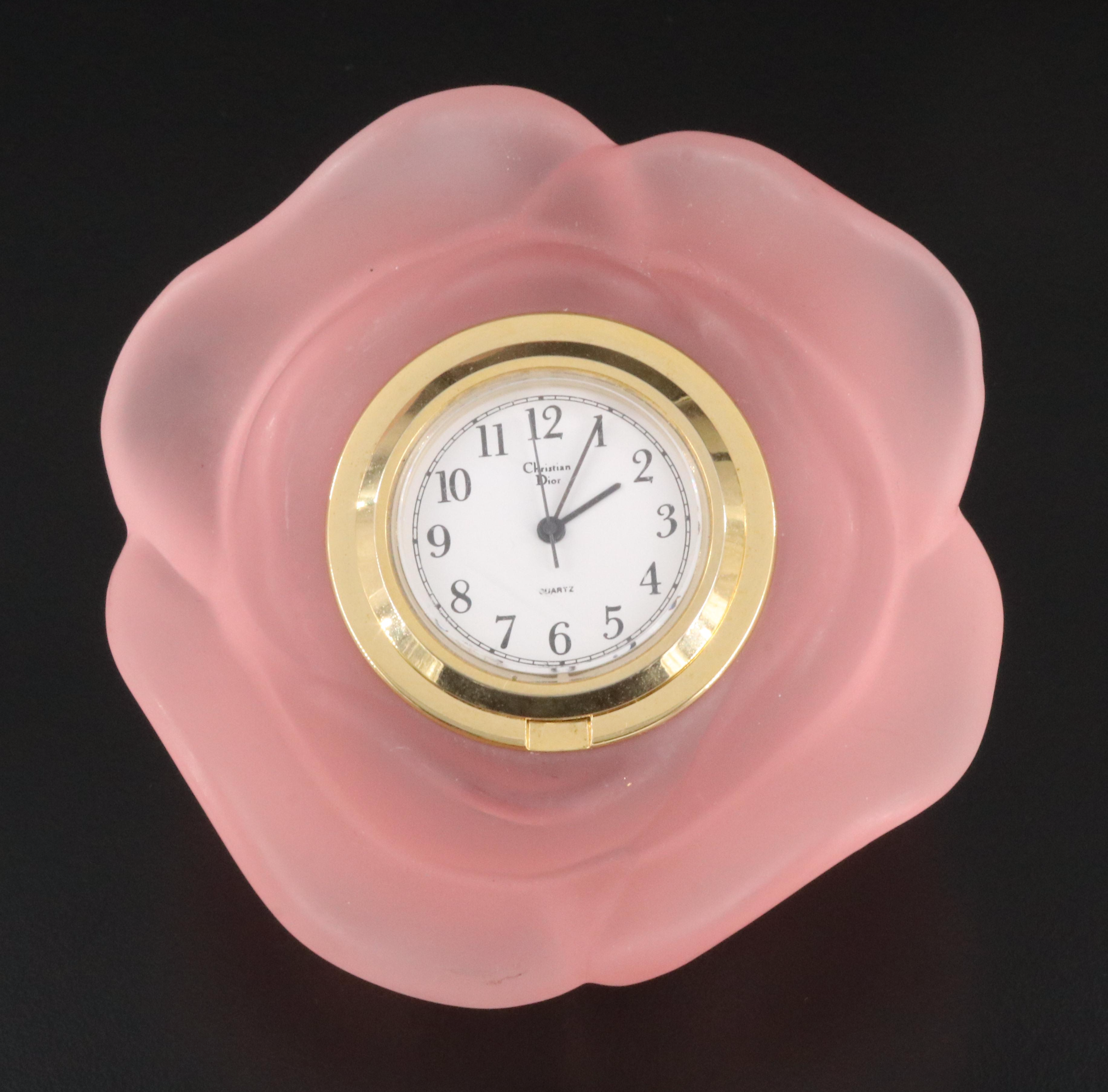 Christian Dior Pink Lead Crystal Desk Clock