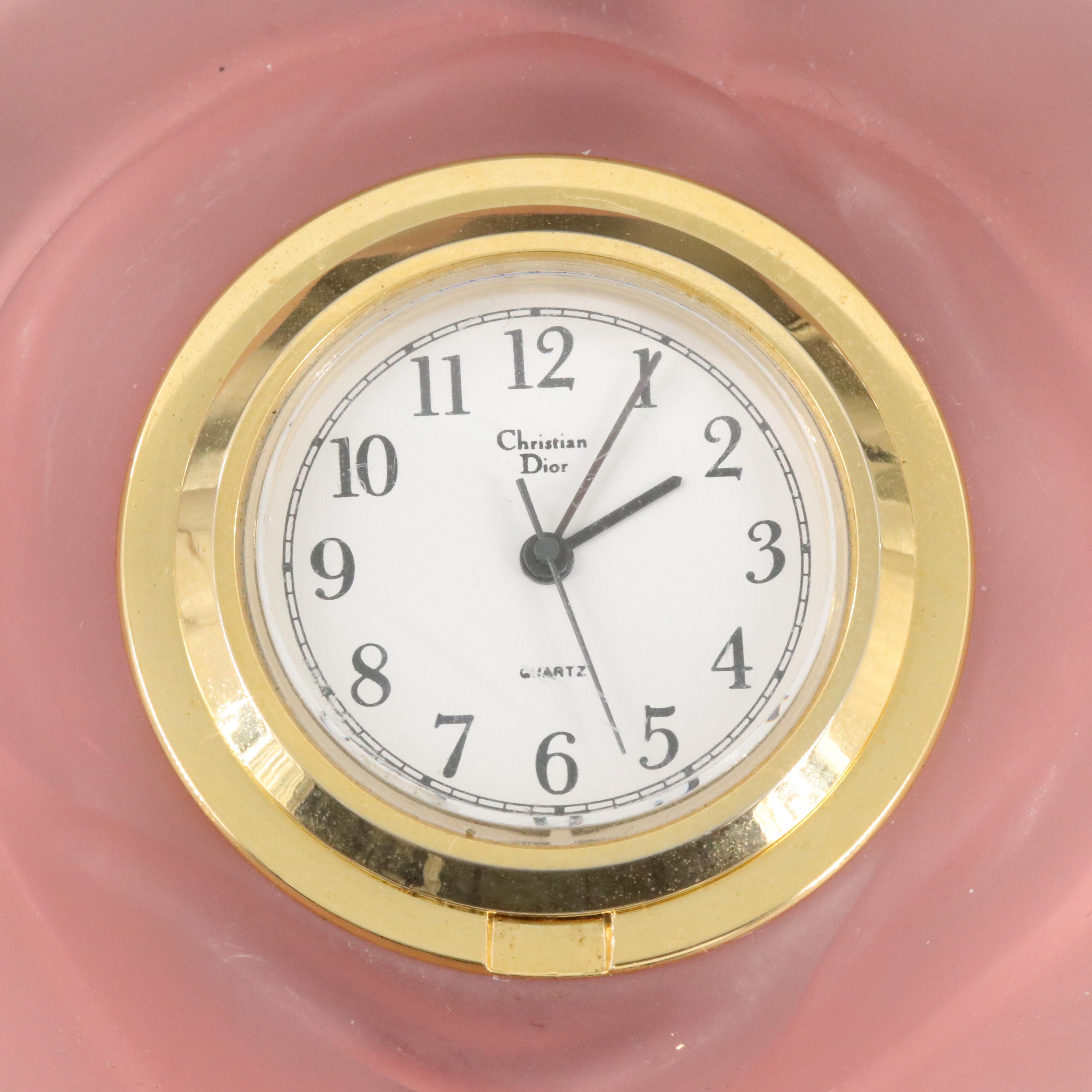 Christian Dior Pink Lead Crystal Desk Clock