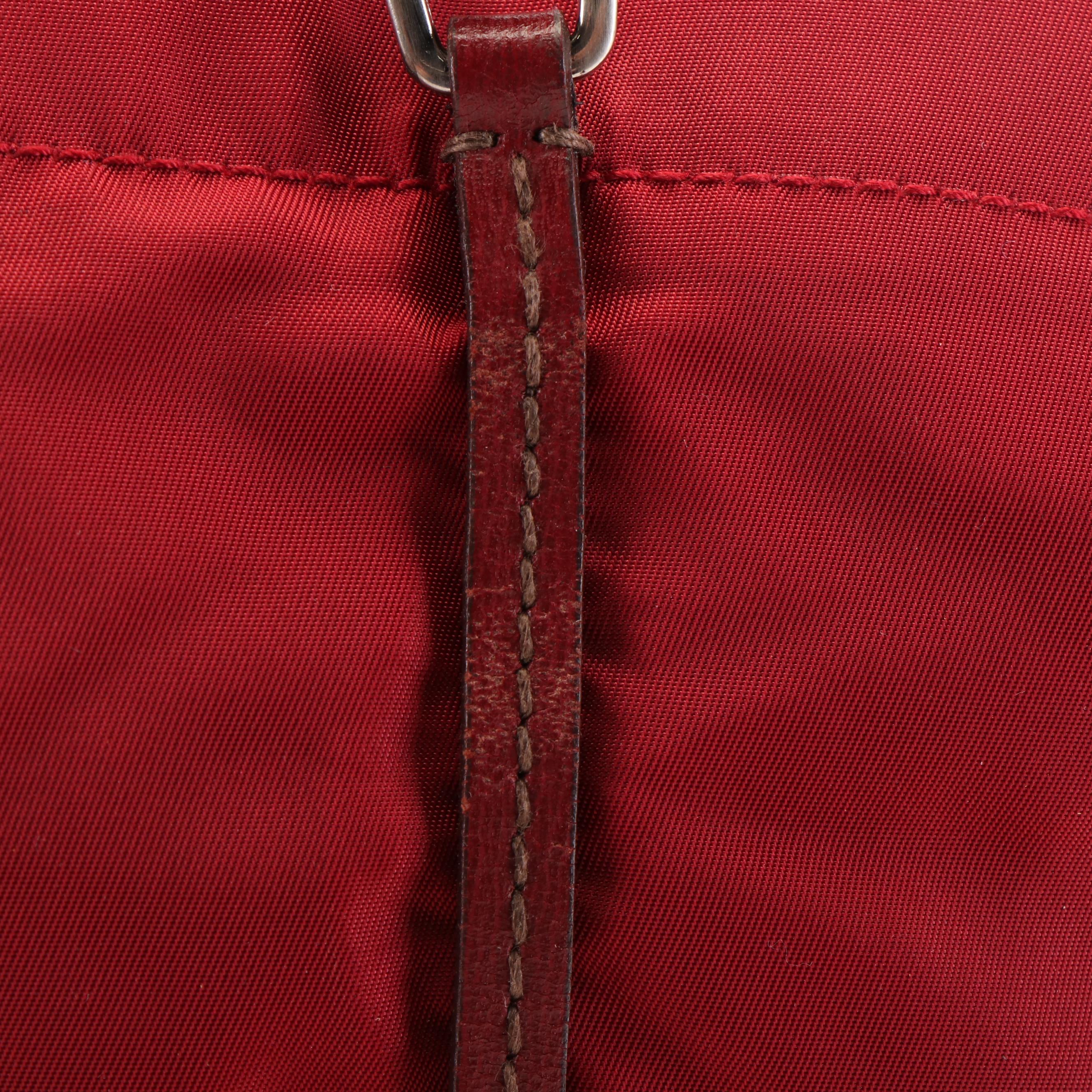 Prada Triangle Logo Tessuto Red Nylon Tote Bag